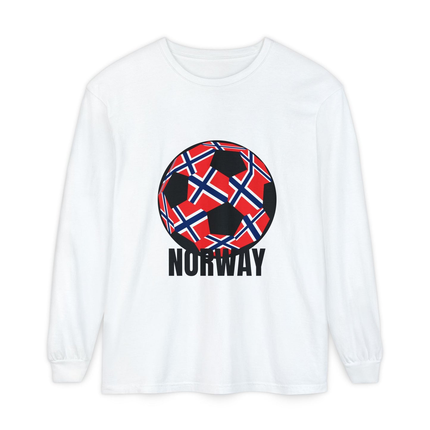 Norway Fan Specialty Soccer Ball Design Long Sleeve T Shirt Black Print