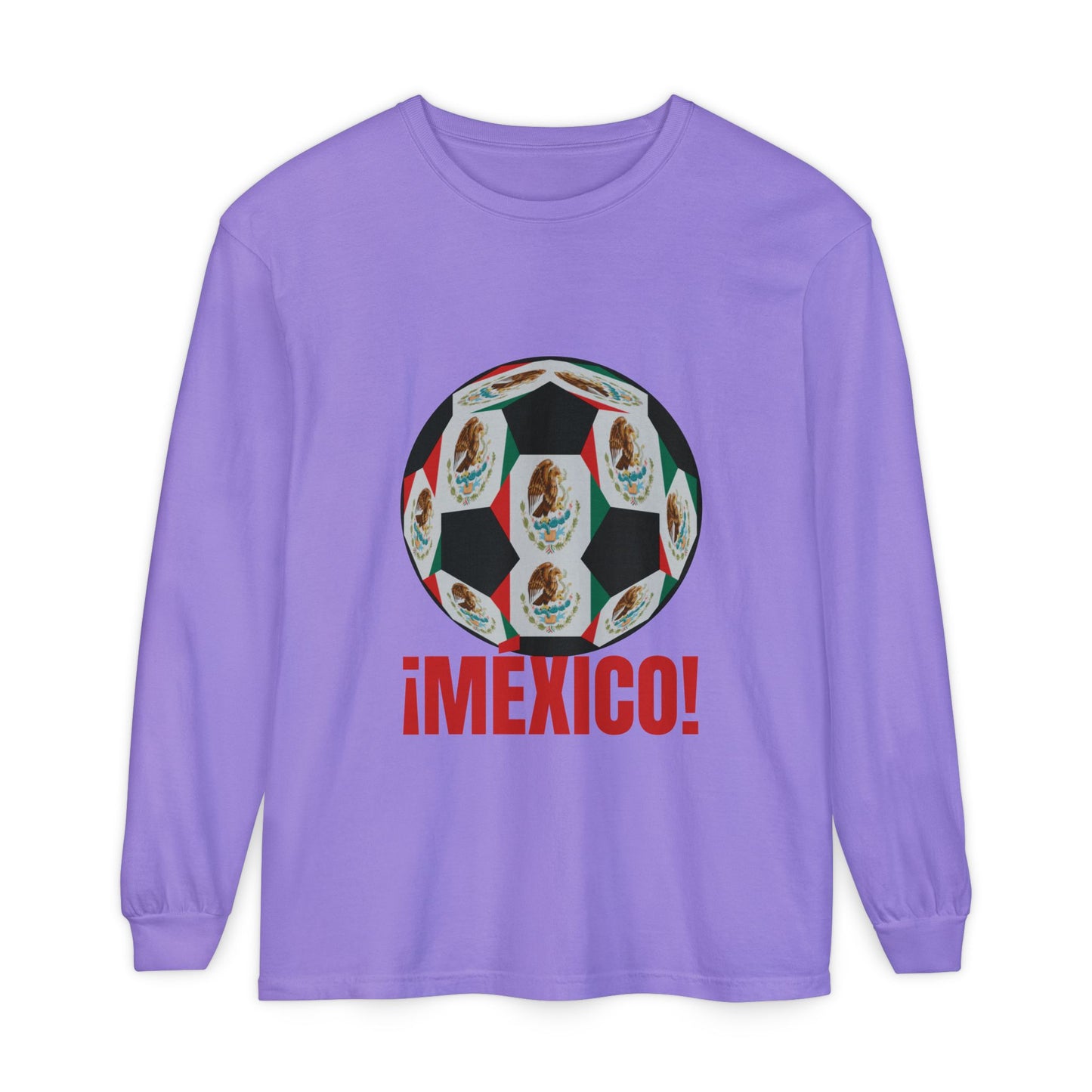!Mexico! Fan Specialty Soccer Ball Design Long Sleeve Tee