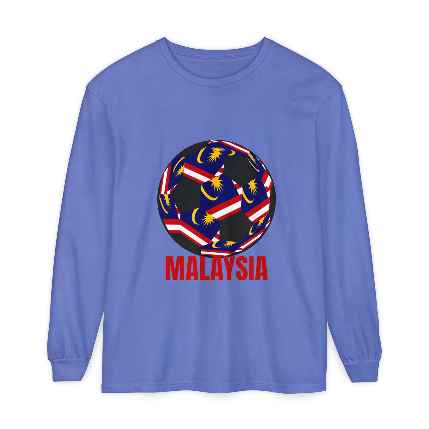 Malaysia Fan Specialty Soccer Ball Design Long Sleeve T-Shirt