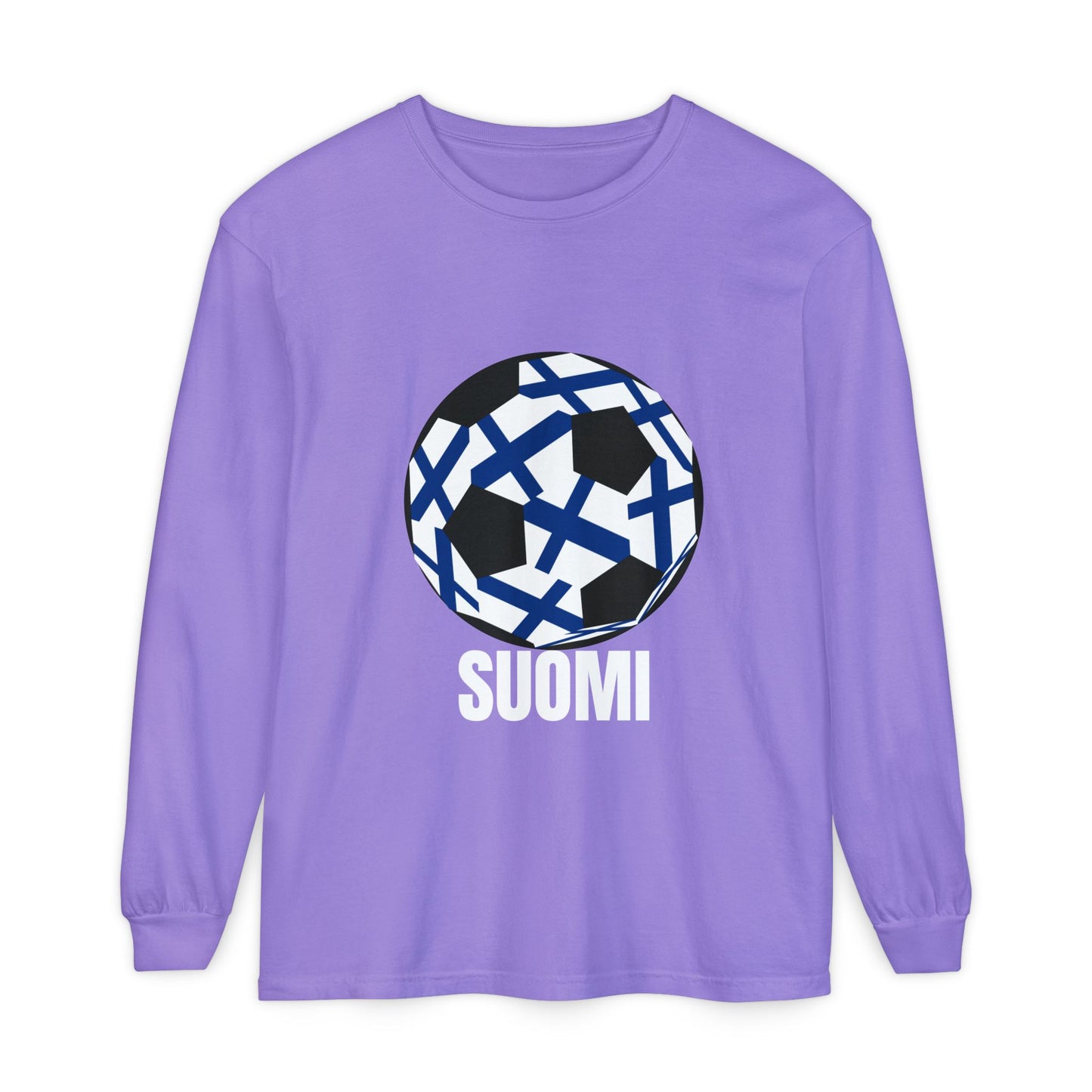 Suomi Fan Specialty Soccer Ball Design Long Sleeve Tee