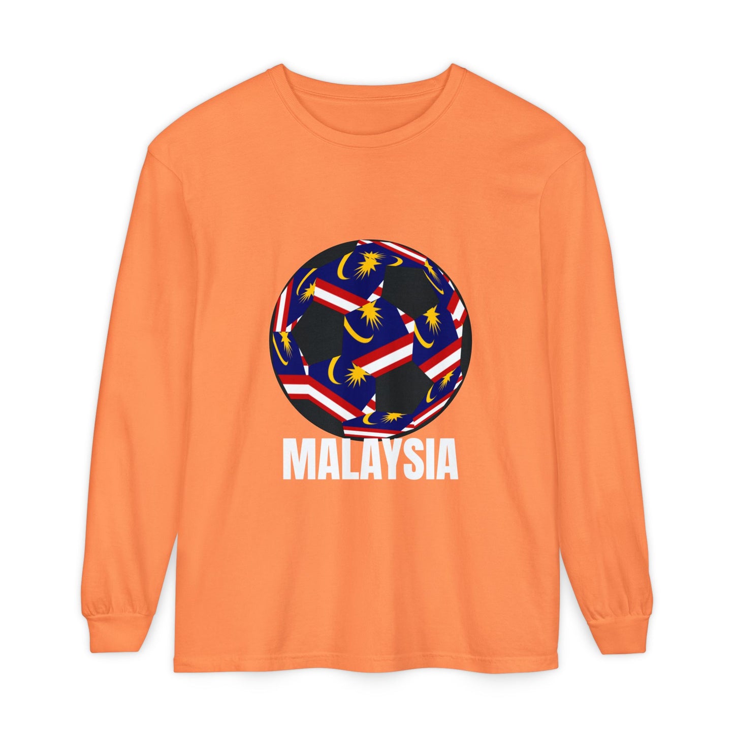 Malaysia Fan Specialty Soccer Ball Design Long Sleeve Tee