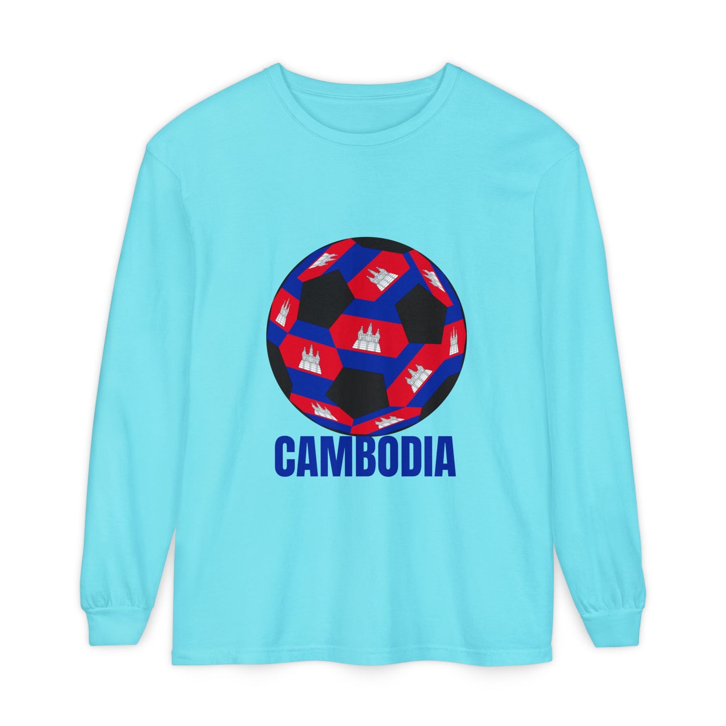 Cambodia Fan Specialty Soccer Ball Design Long Sleeve Tee