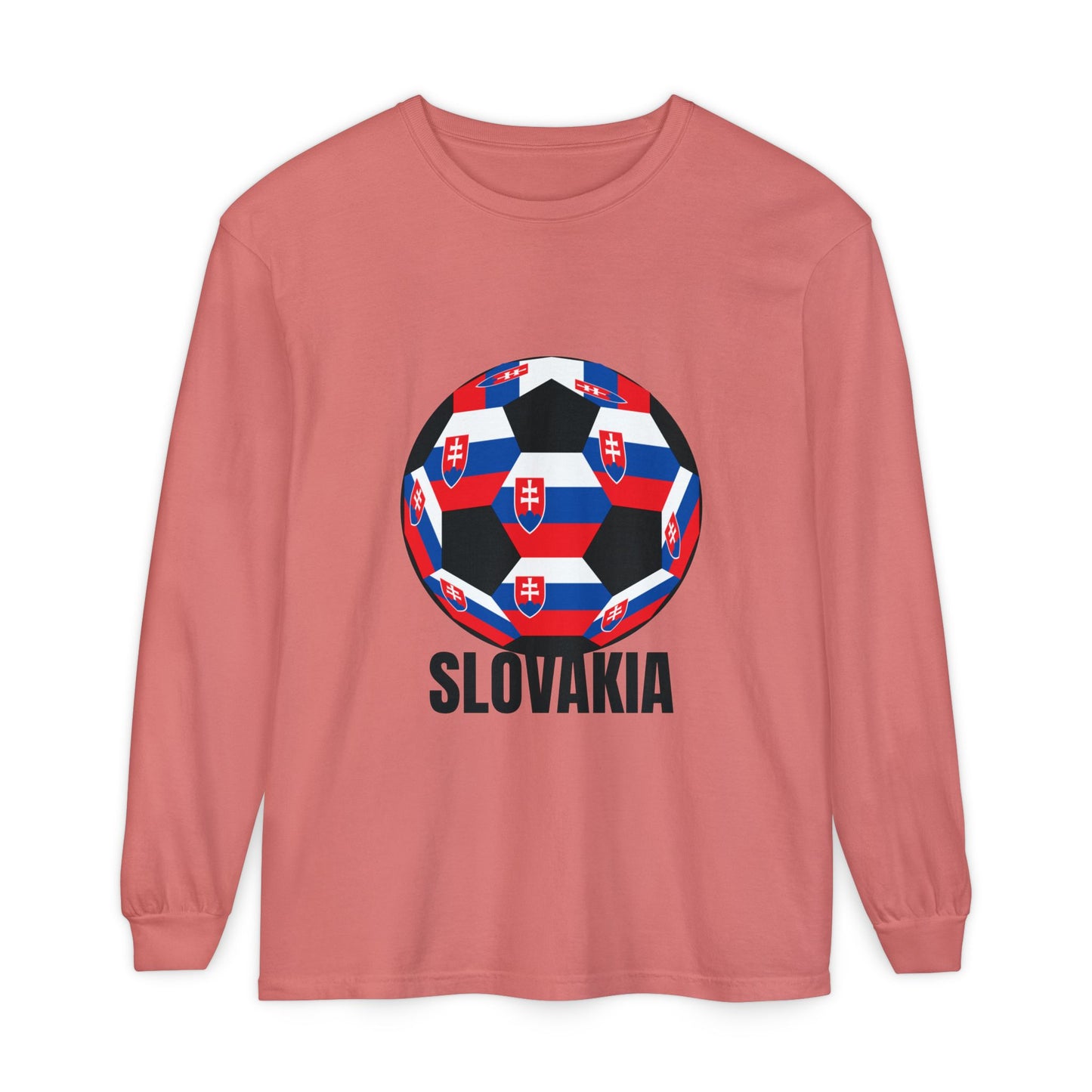 Slovakia Fan Specialty Soccer Ball Design T Shirt Long Sleeve T‑Shirt