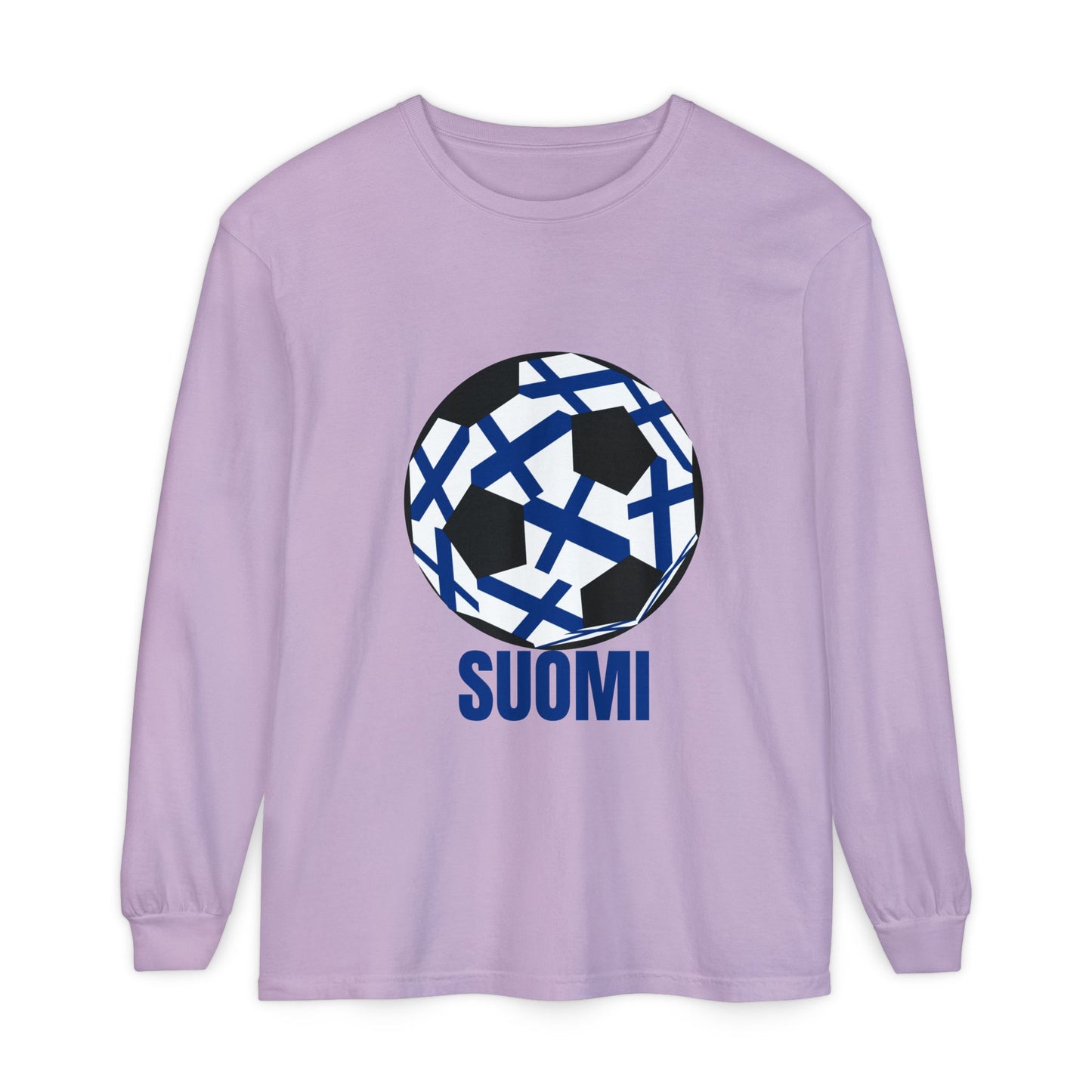 Suomi Fan Specialty Soccer Ball Design Long Sleeve Tee