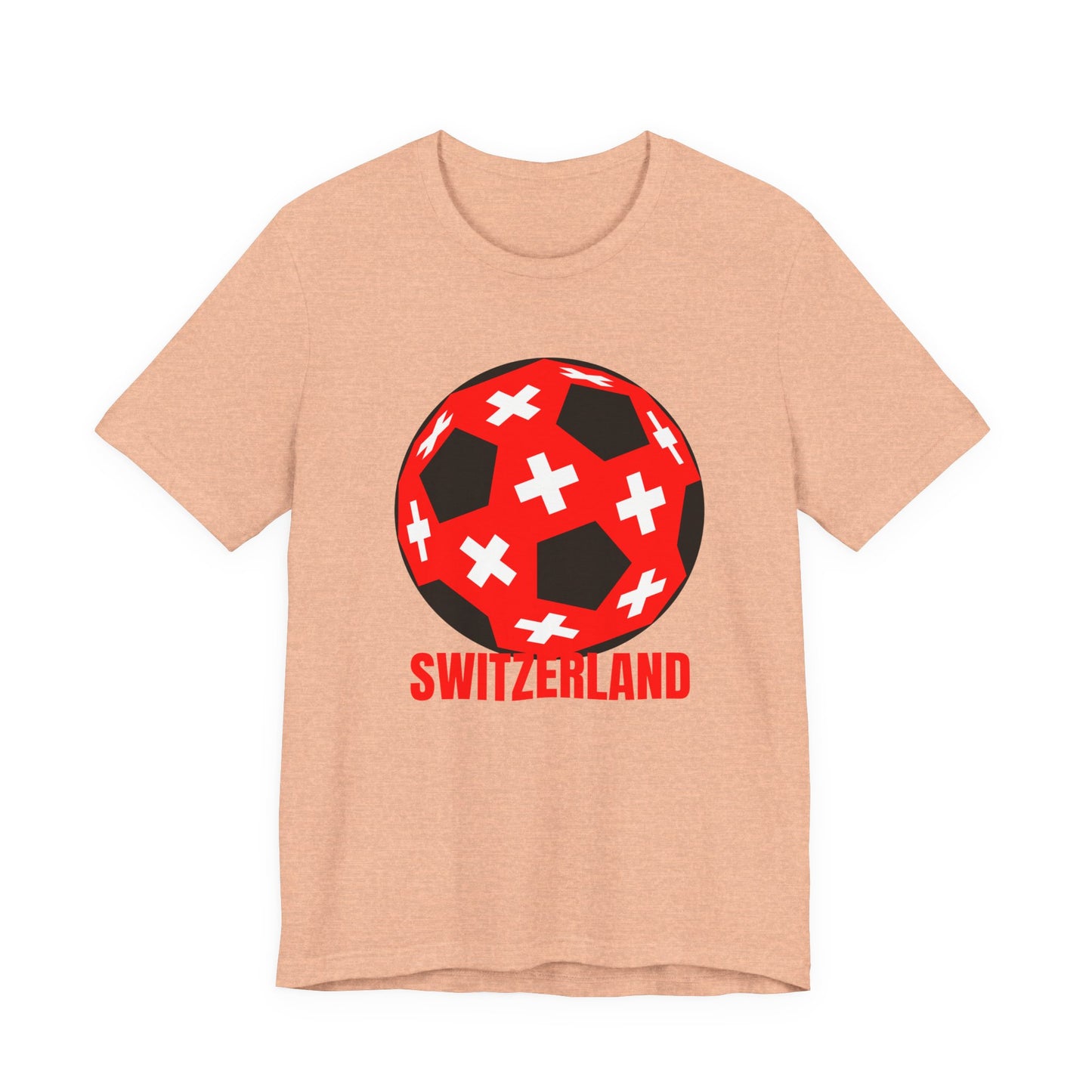 Switzerland Fan Specialty Soccer Ball Design T Shirt Red Text