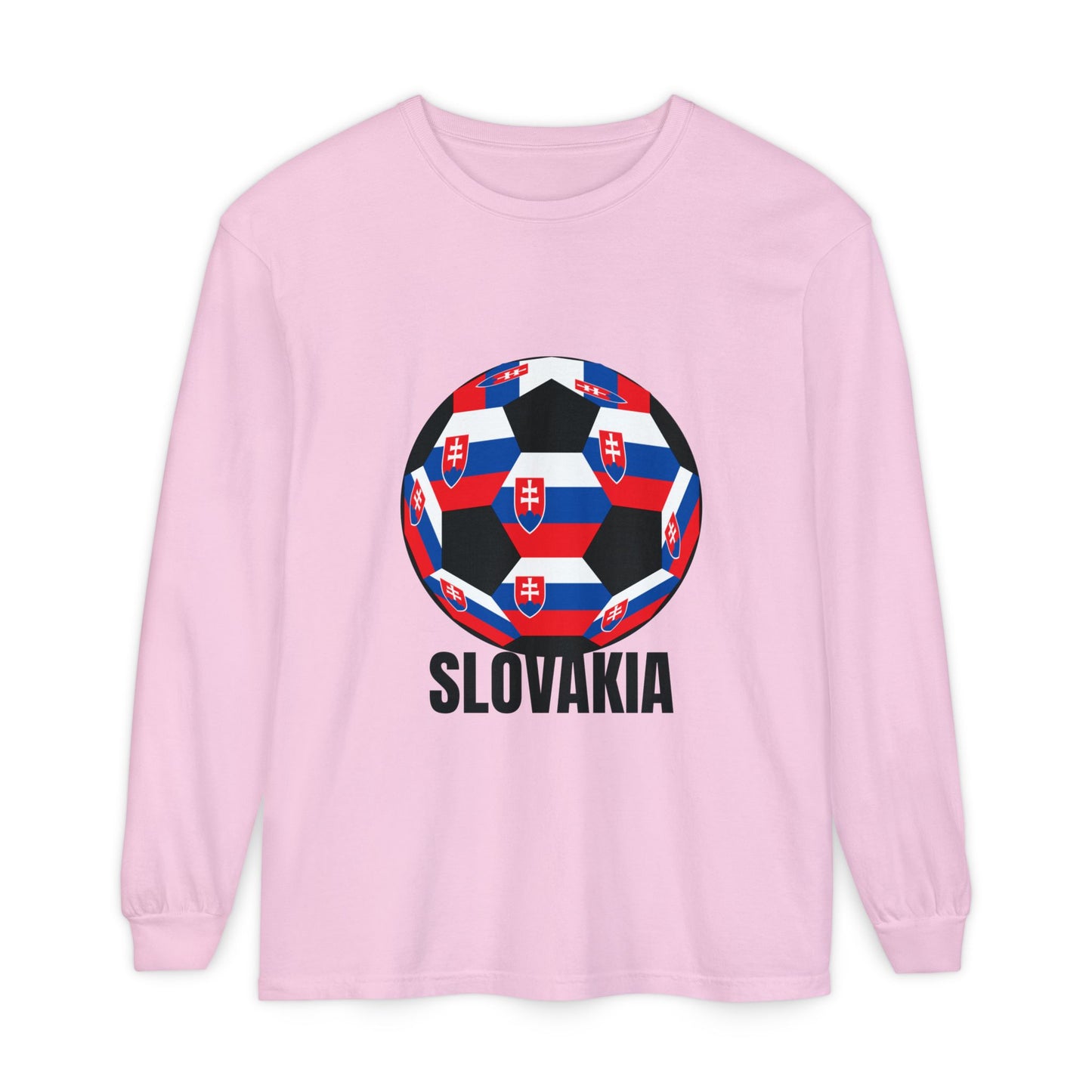 Slovakia Fan Specialty Soccer Ball Design T Shirt Long Sleeve T‑Shirt