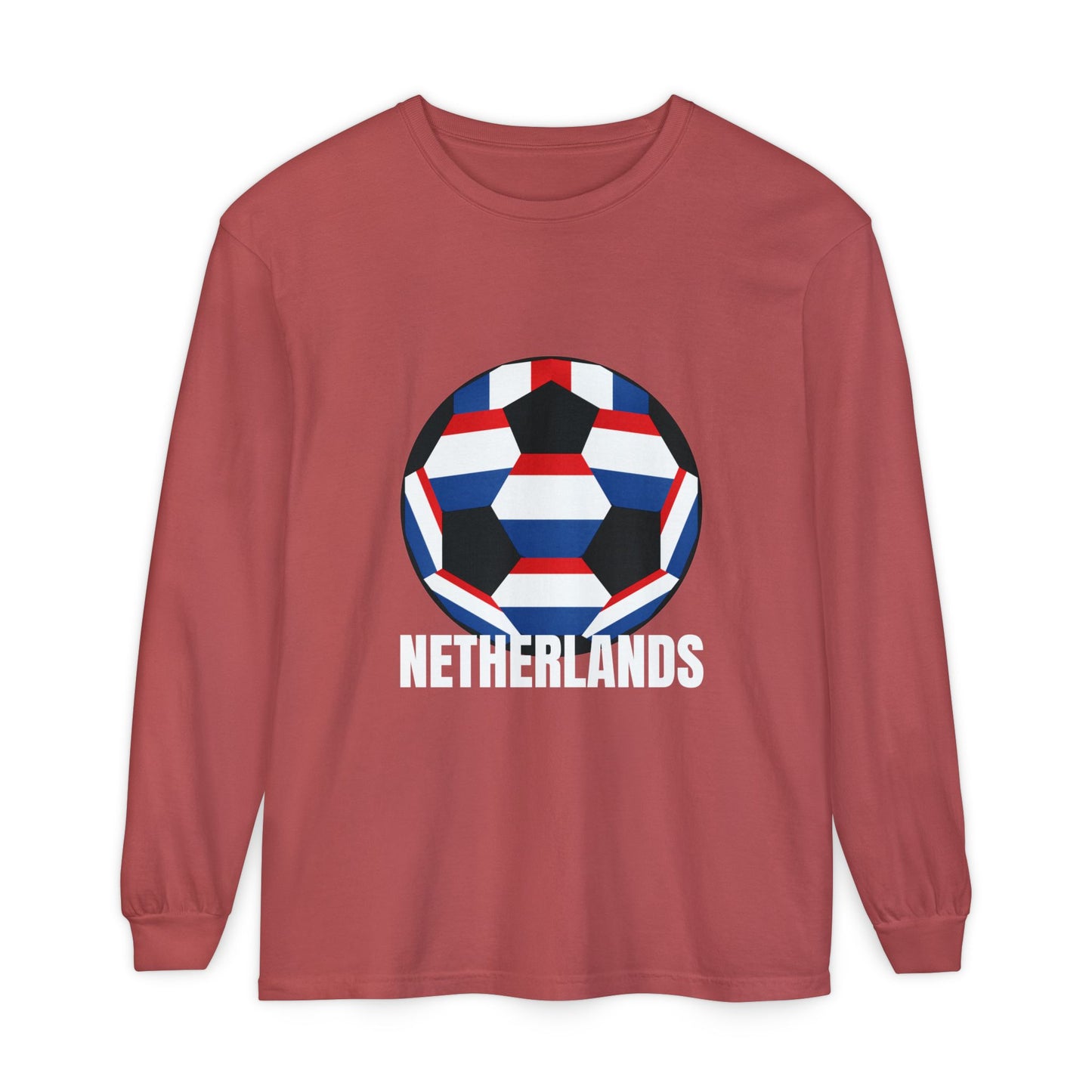 Netherlands Fan Specialty Soccer Ball Design Long Sleeve Tee