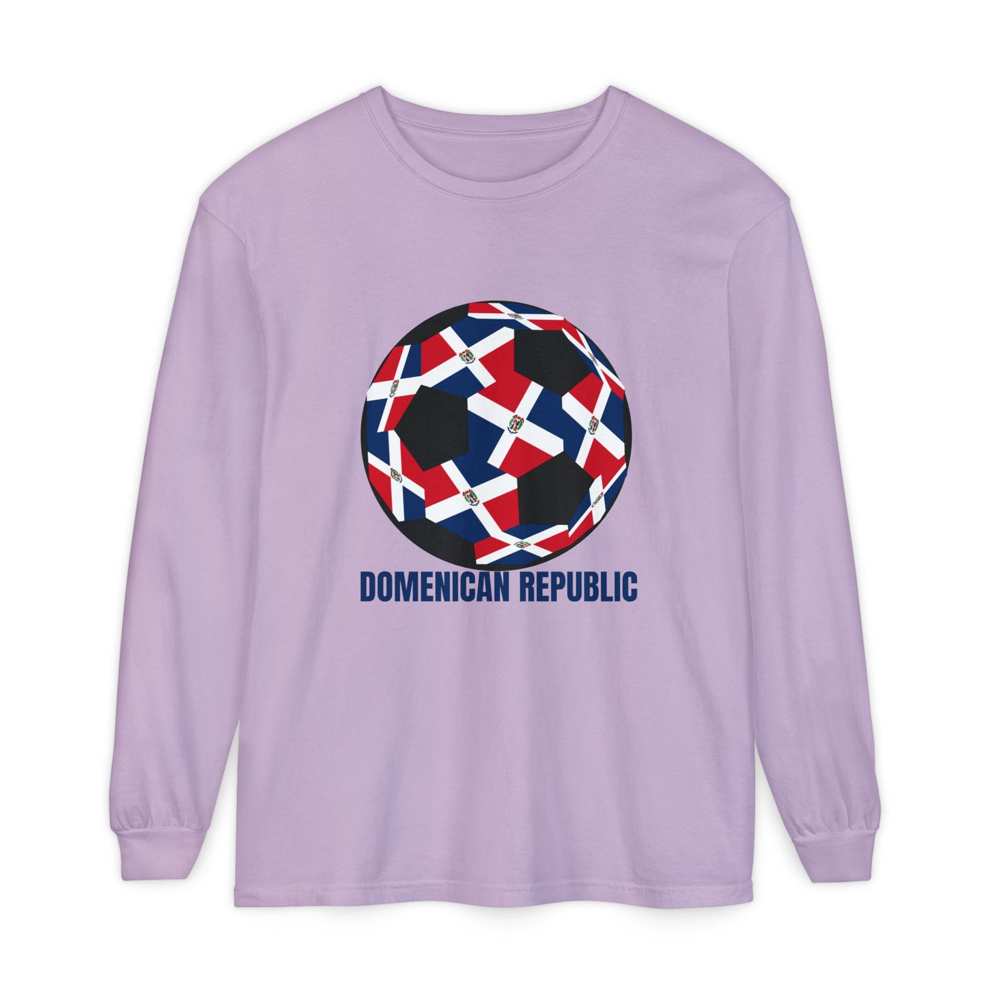 Domenican Republic Fan Specialty Soccer Ball Design Long Sleeve Tee
