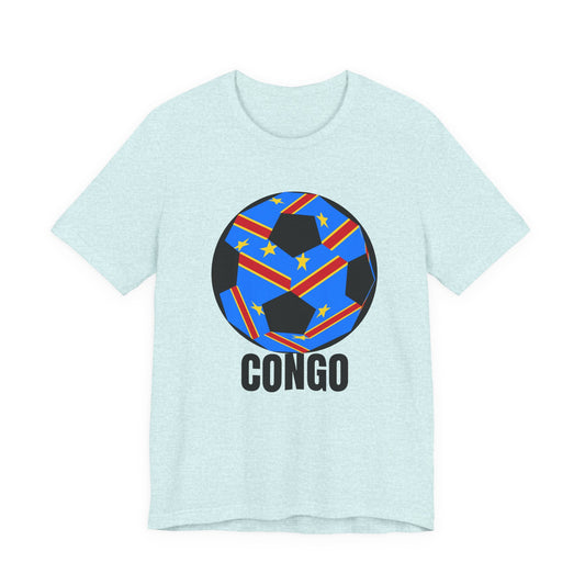 Congo Fan Specialty Soccer Ball Design T Shirt Black Text