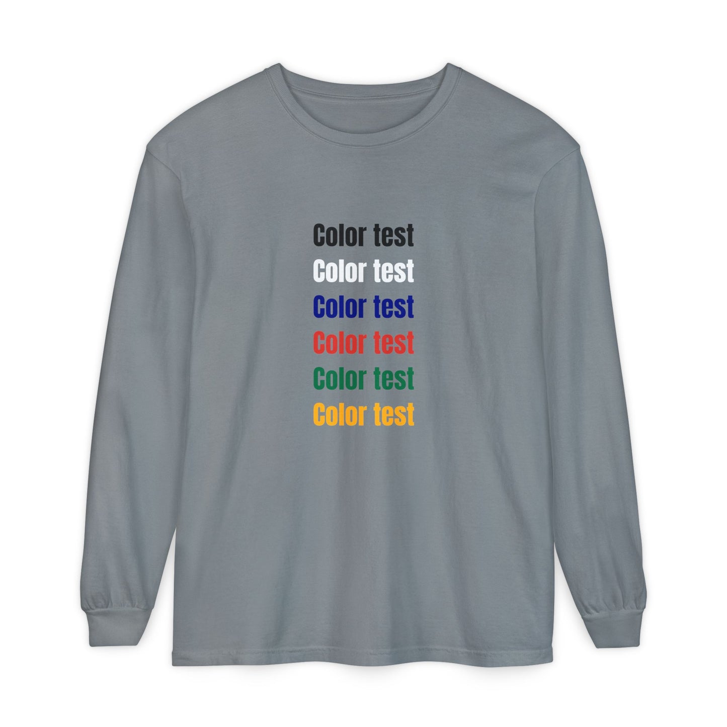 Long Sleeve T‑Shirt — Color testText Graphic