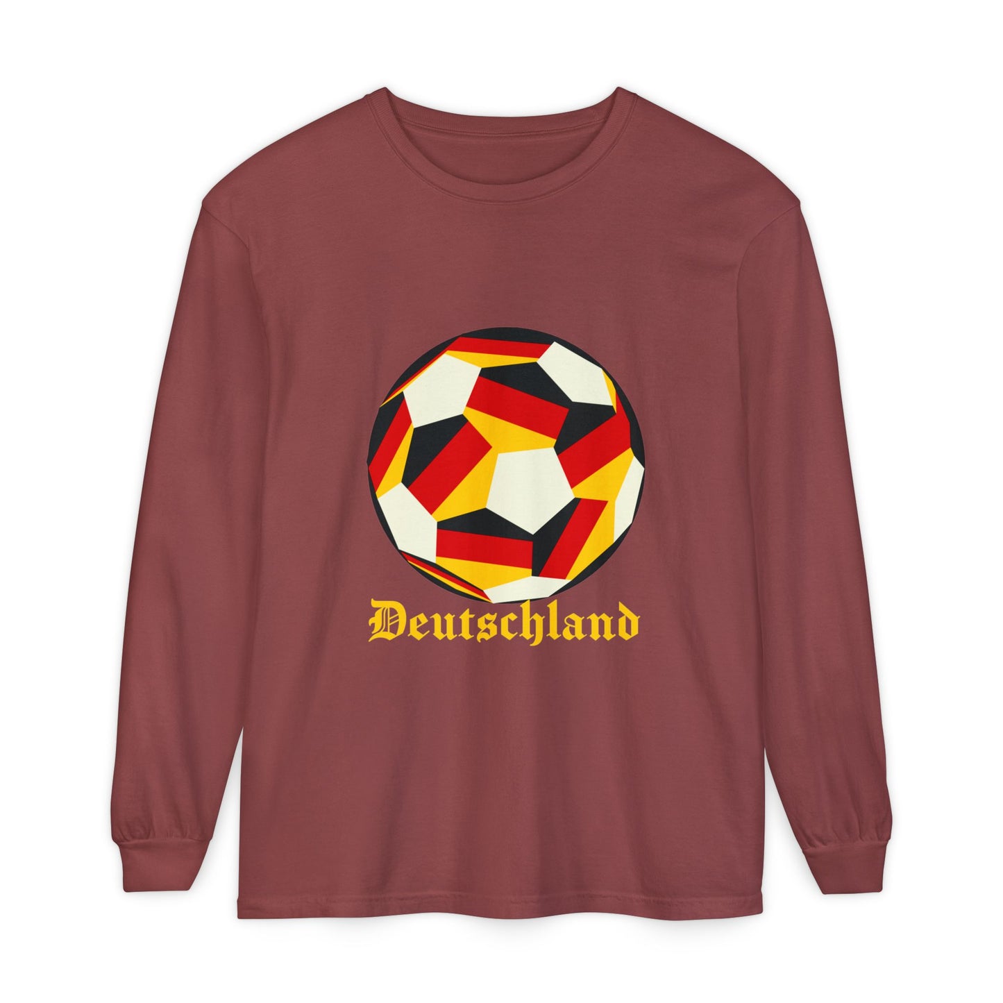 Deutschland Fan Specialty Soccer Ball Design Long Sleeve Tee