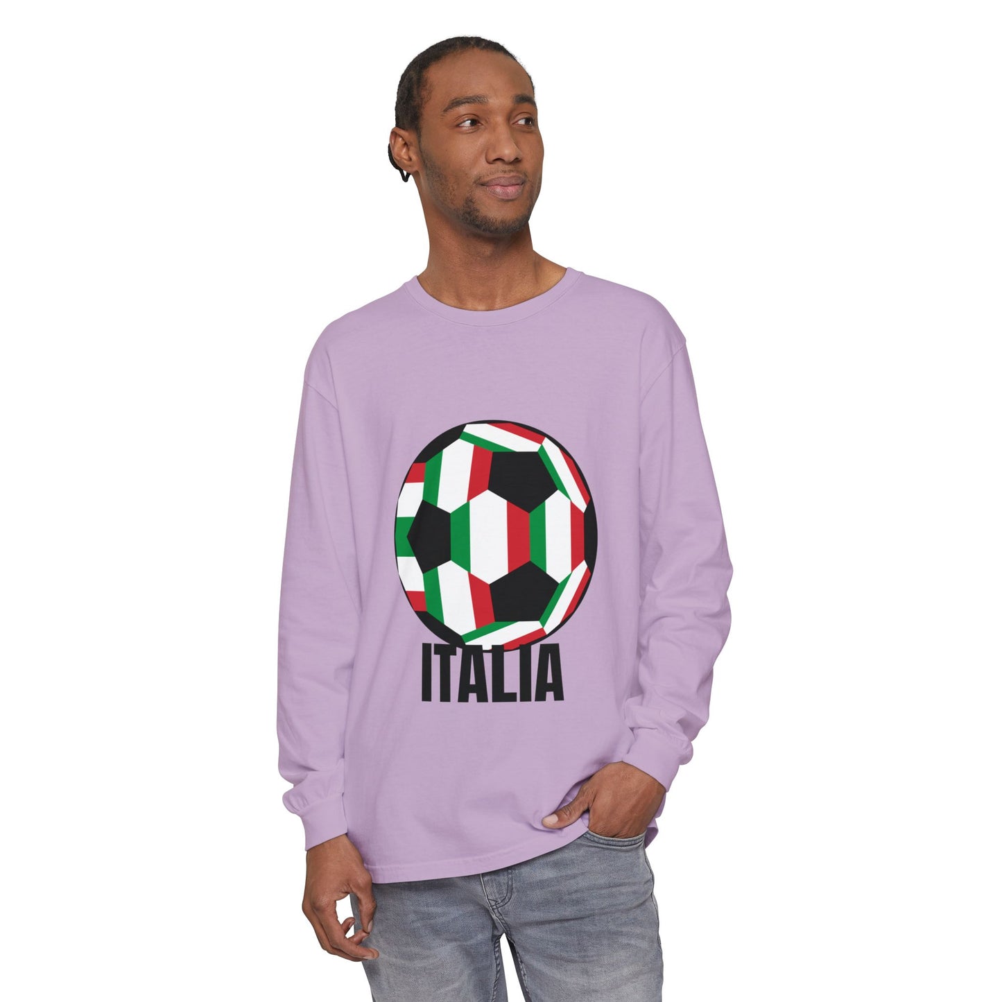 Italia Fan Specialty Soccer Ball Design Long Sleeve Tee