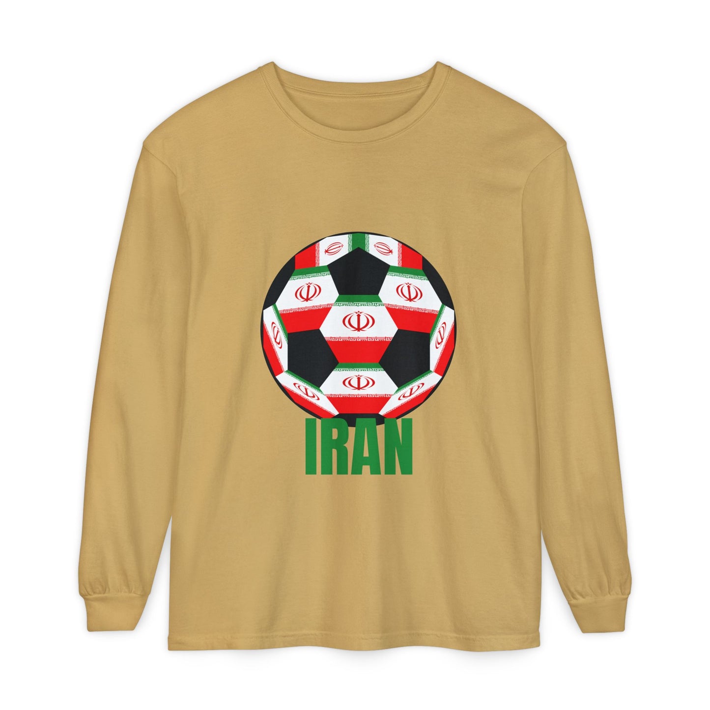 Iran Fan Specialty Soccer Ball Design Long Sleeve Tee