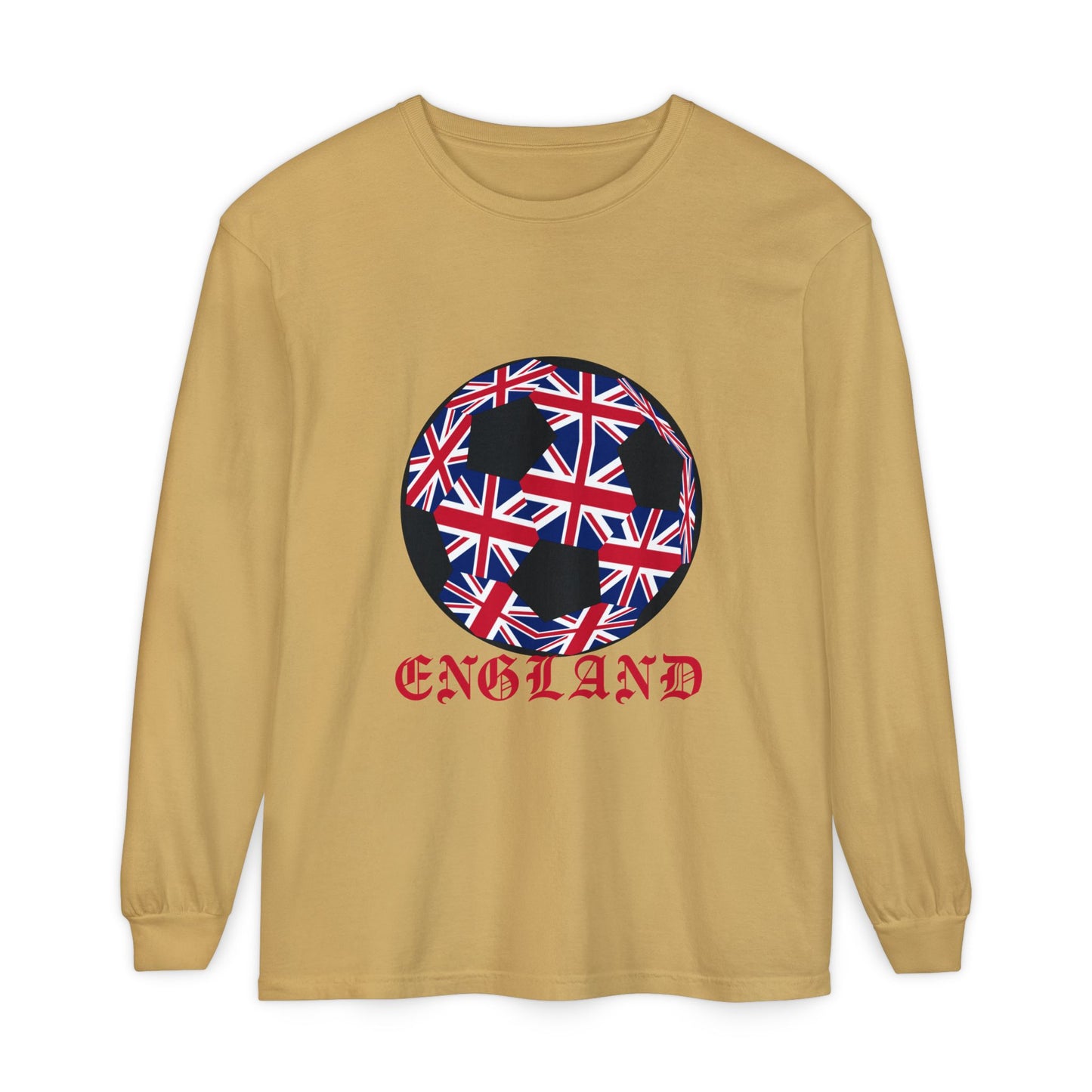 Old English Style Specialty Soccer Ball Design Long Sleeve Tee