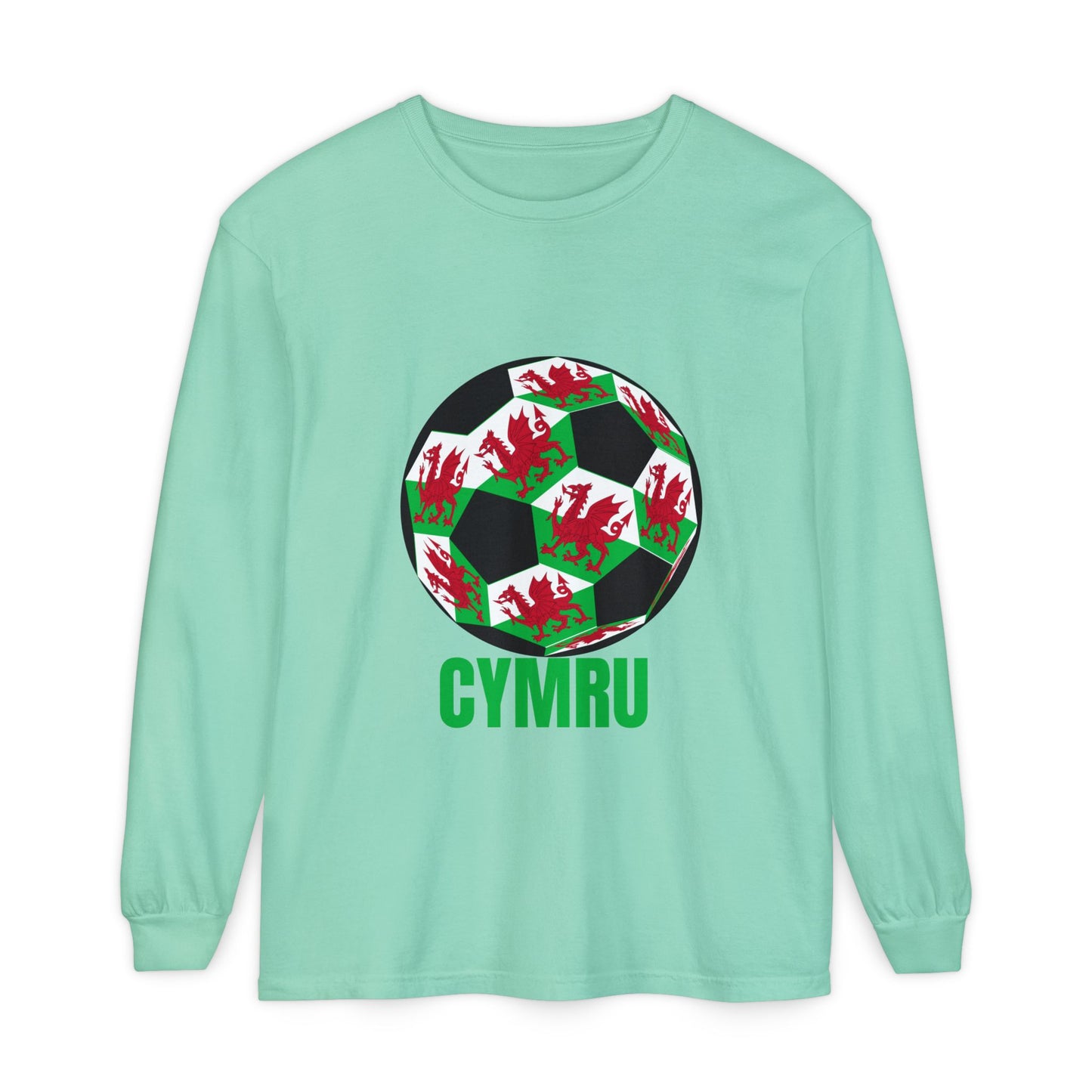 Cymru Fan Specialty Soccer Ball Design Long Sleeve Tee