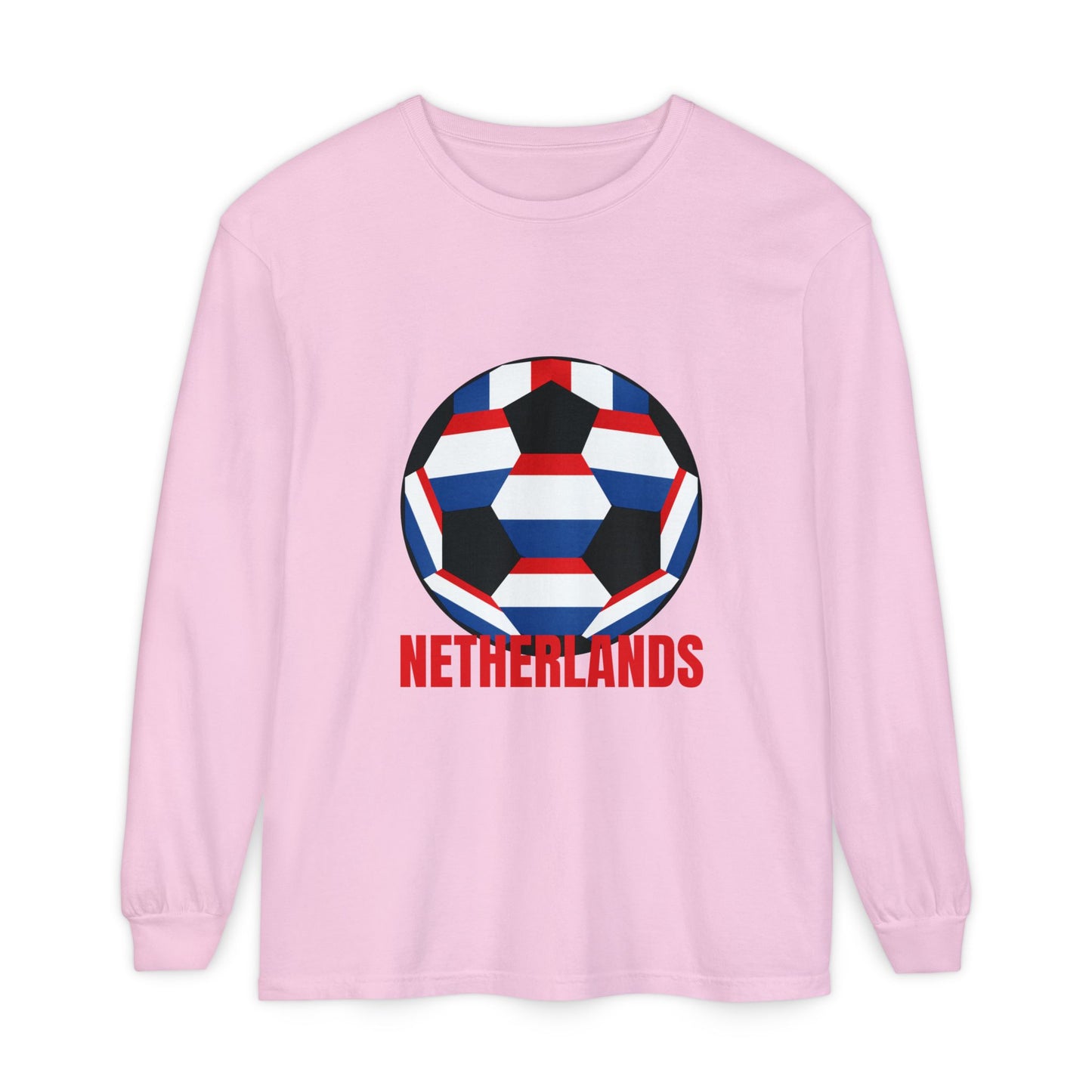 Netherlands Fan Specialty Soccer Ball Design Long Sleeve Tee