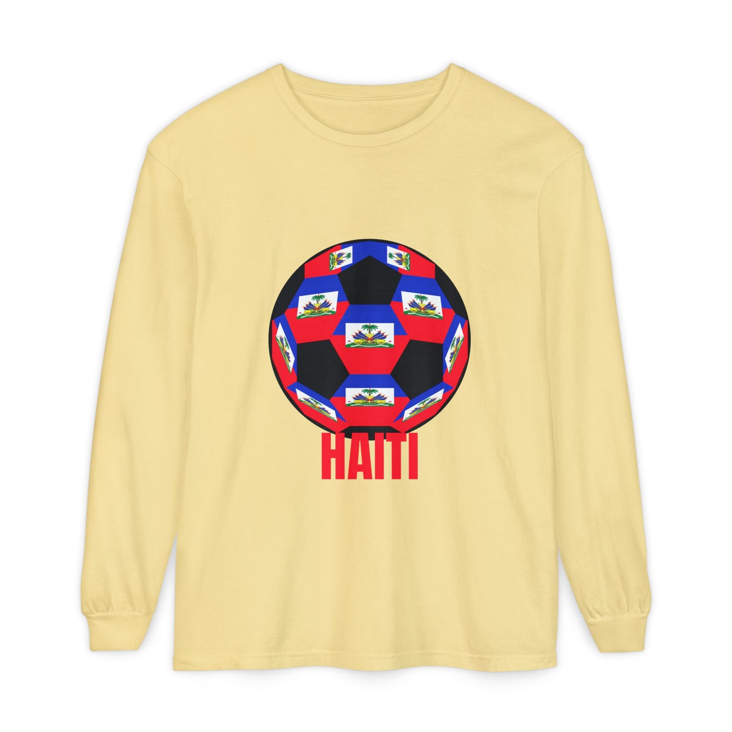 Haiti Flag Soccer Ball Long Sleeve Tee