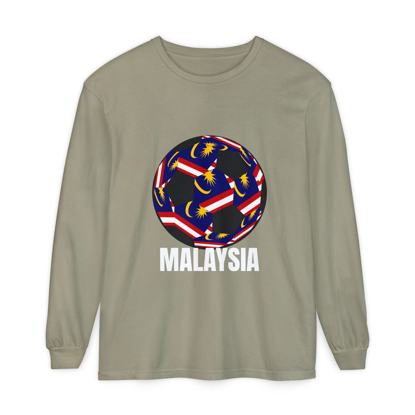 Malaysia Fan Specialty Soccer Ball Design Long Sleeve Tee