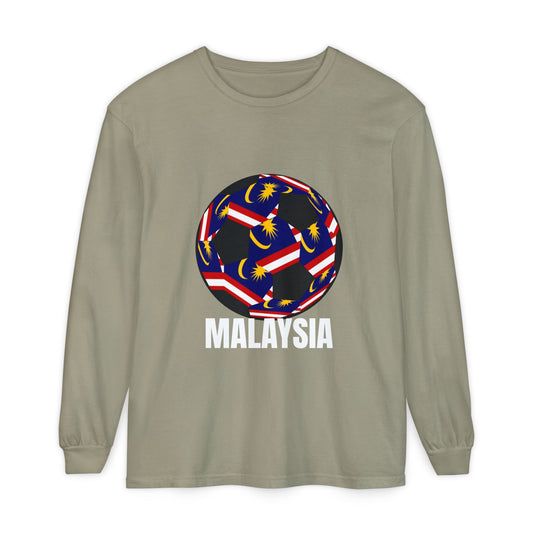 Malaysia Fan Specialty Soccer Ball Design Long Sleeve Tee