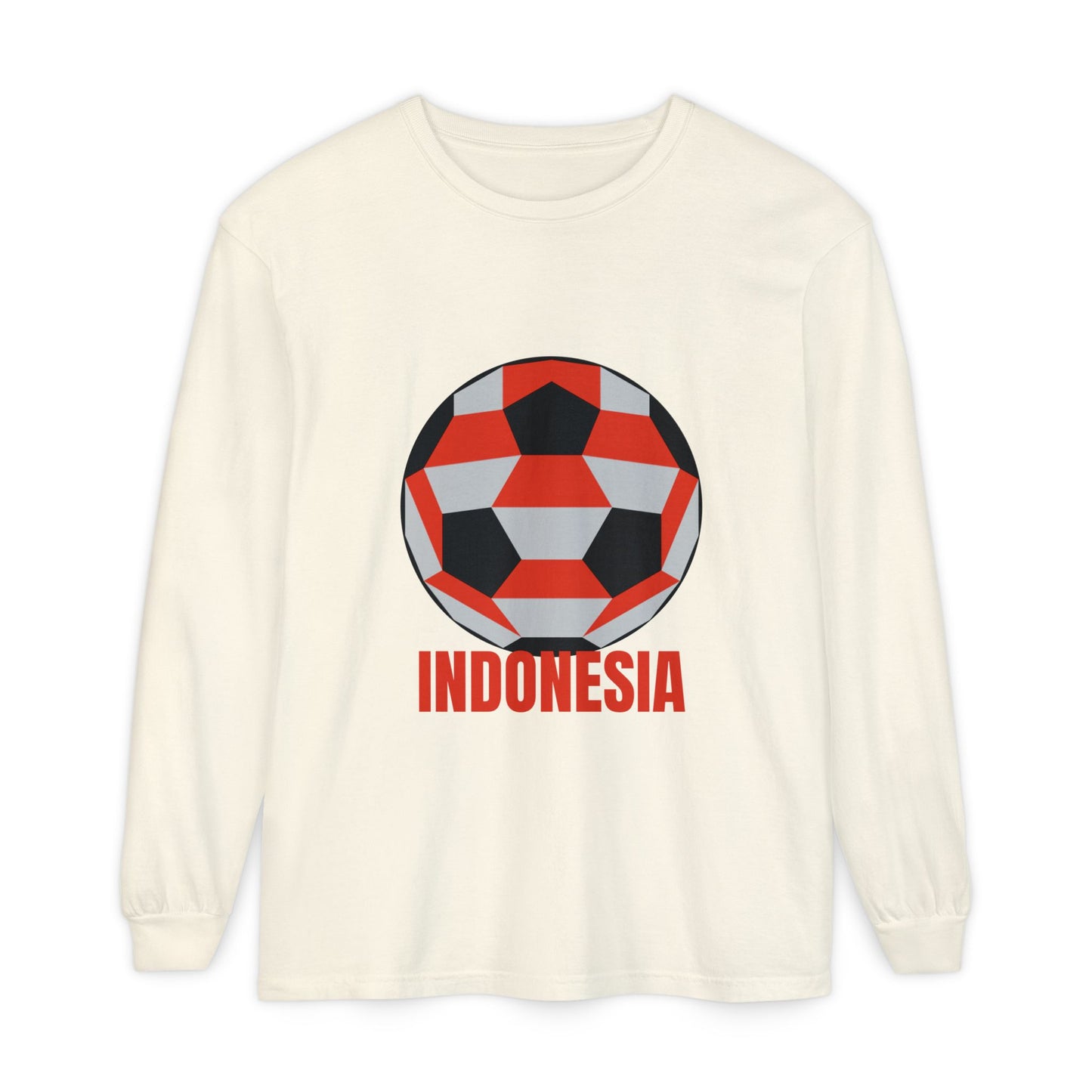 Indonesia Fan Specialty Soccer Ball Design Long Sleeve T-Shirt