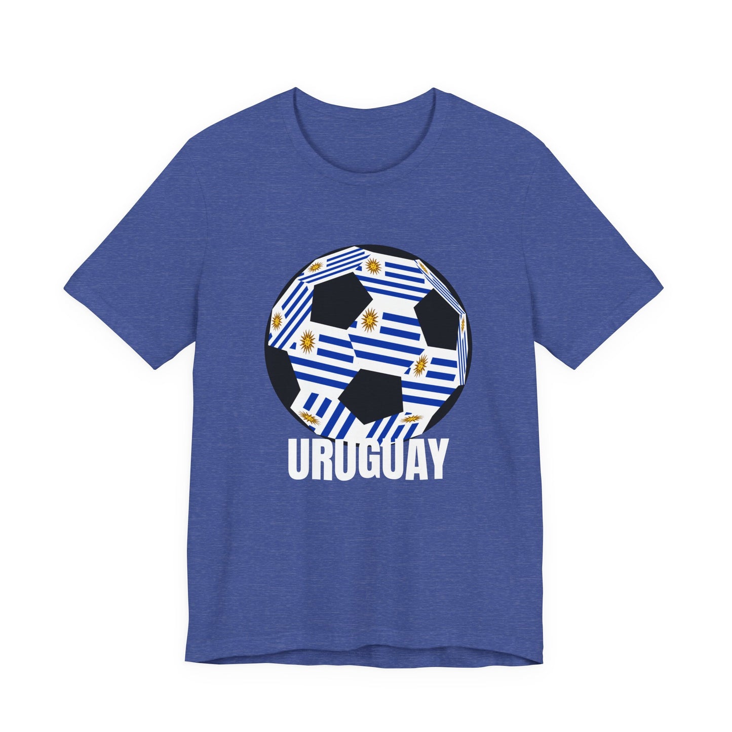 Uruguay Fan Specialty Soccer Ball Design T Shirt White Text