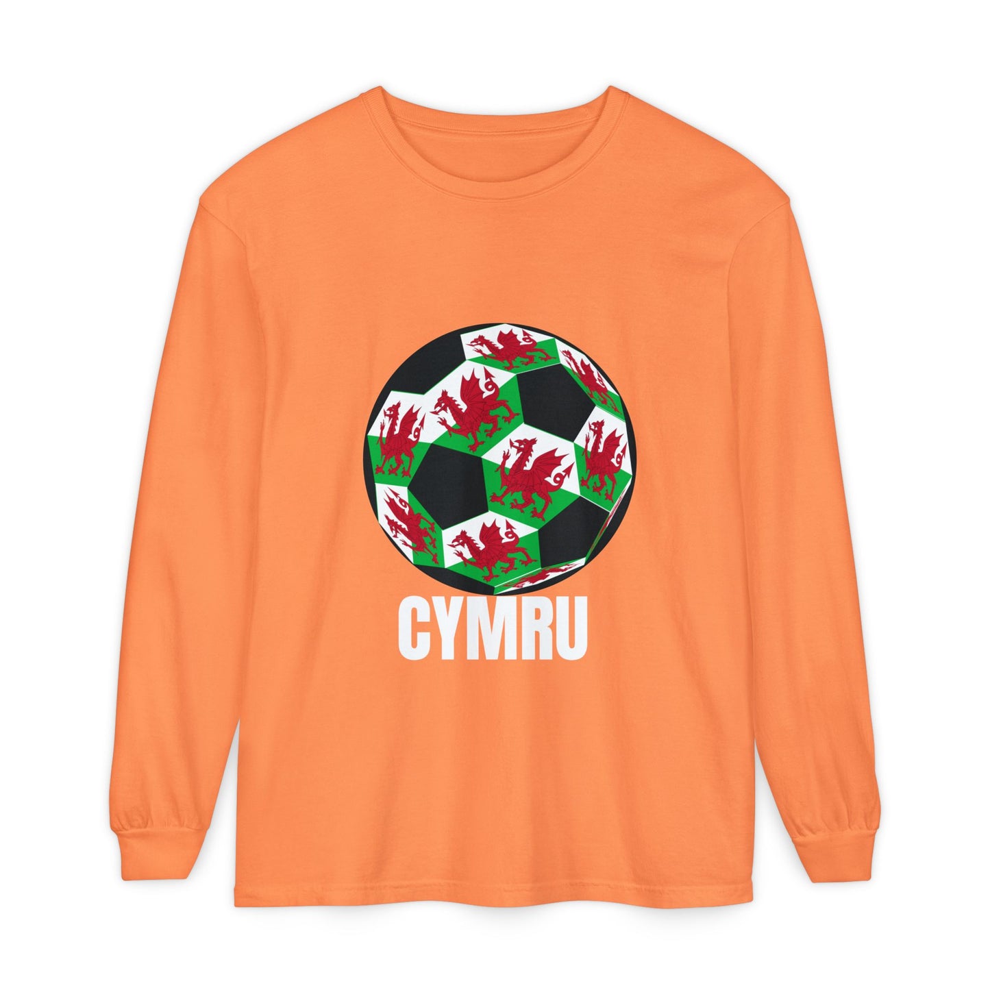 Cymru Fan Specialty Soccer Ball Design Long Sleeve T-Shirt