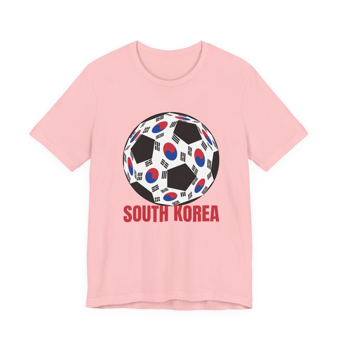 South Korea Fan Specialty Soccer Ball Design T Shirt Red Text