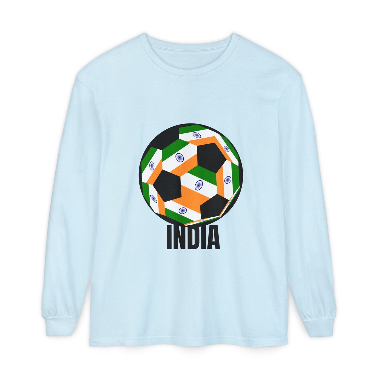 India Fan Specialty Soccer Ball Design Long Sleeve Tee