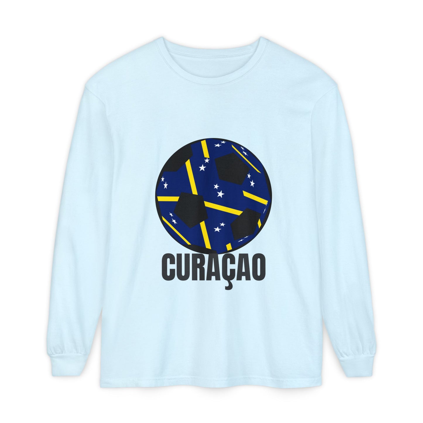 Curacao Fan Specialty Soccer Ball Design Long Sleeve Tee
