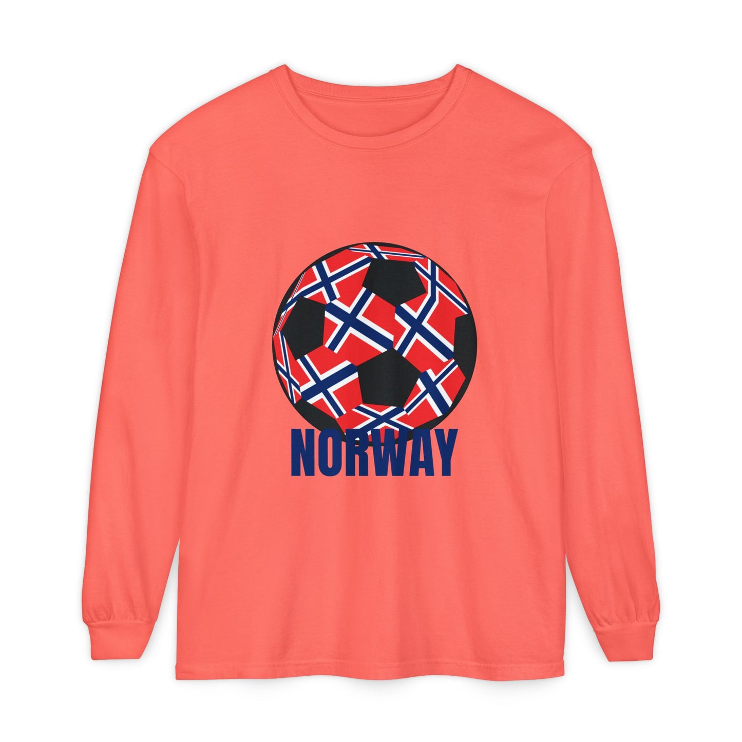 Norway Fan Specialty Soccer Ball Design T ShirtLong Sleeve Tee Blue Print