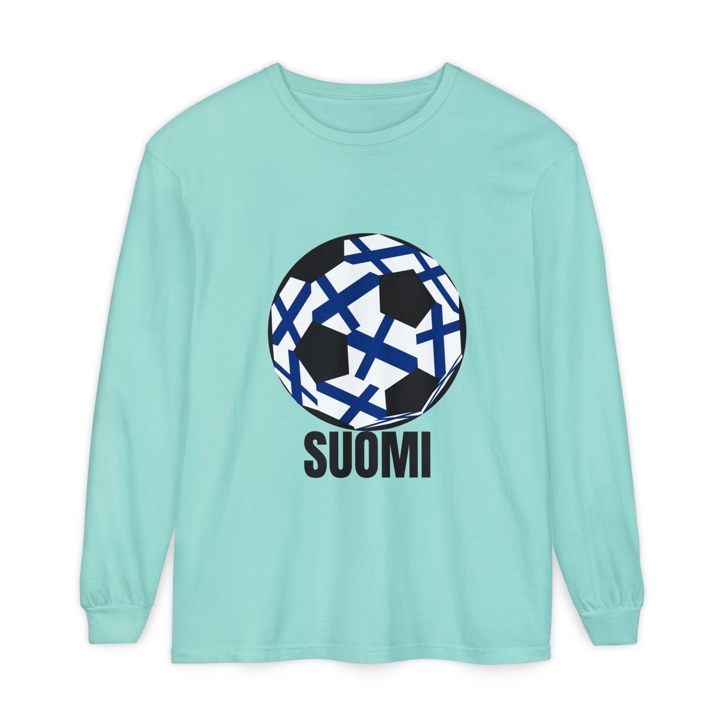Finland Fan Specialty Soccer Ball Design Long Sleeve T-Shirt