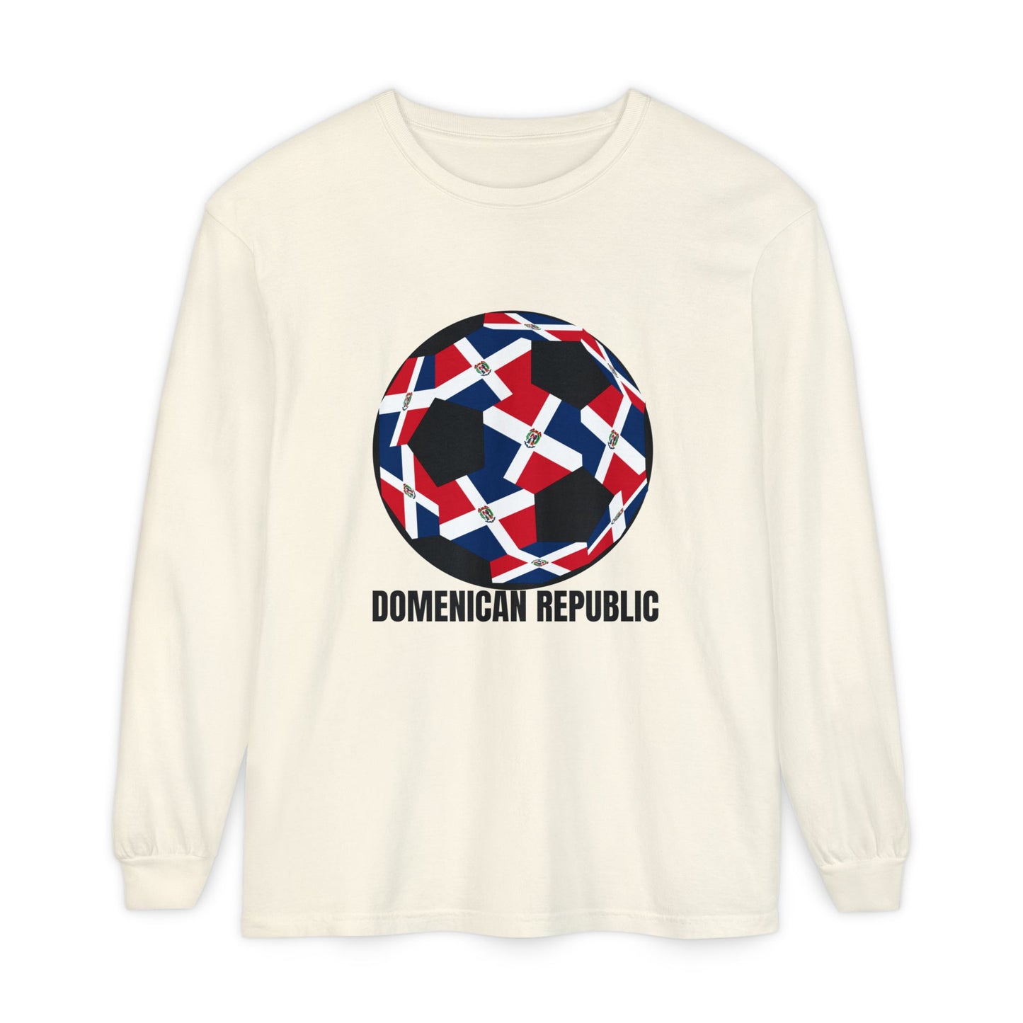 Domenican Republic Fan Specialty Soccer Ball Design Long Sleeve Tee