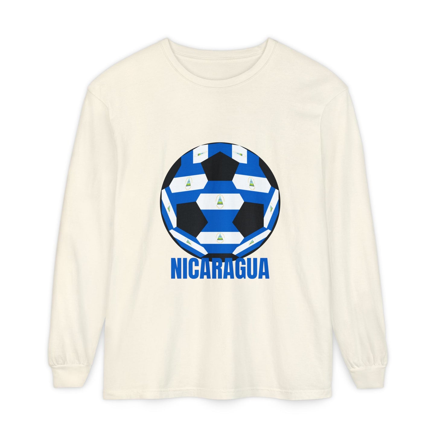 Nicaragua Fan Specialty Soccer Ball Design Long Sleeve Shirt