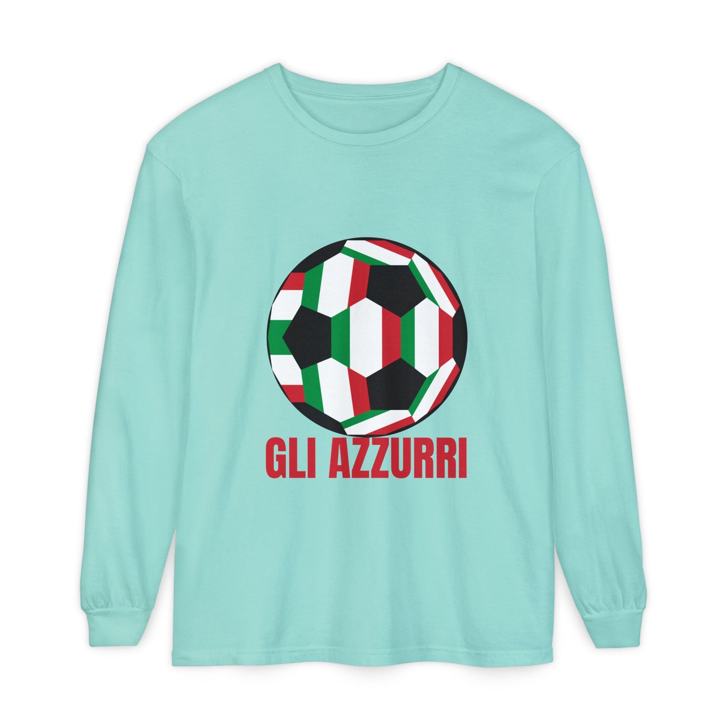 Gli Azzurri Fan Specialty Soccer Ball Design Long Sleeve Tee