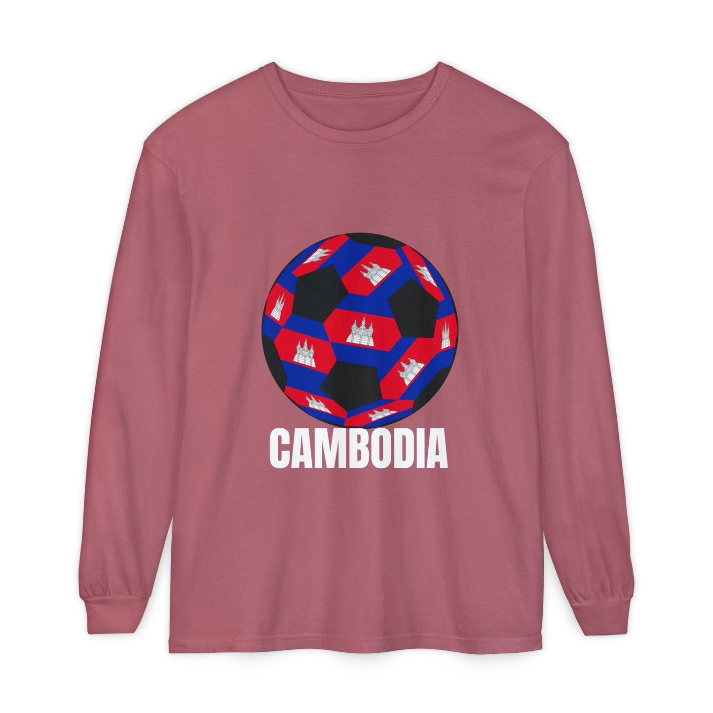 Cambodia Fan Specialty Soccer Ball Design Long Sleeve Tee