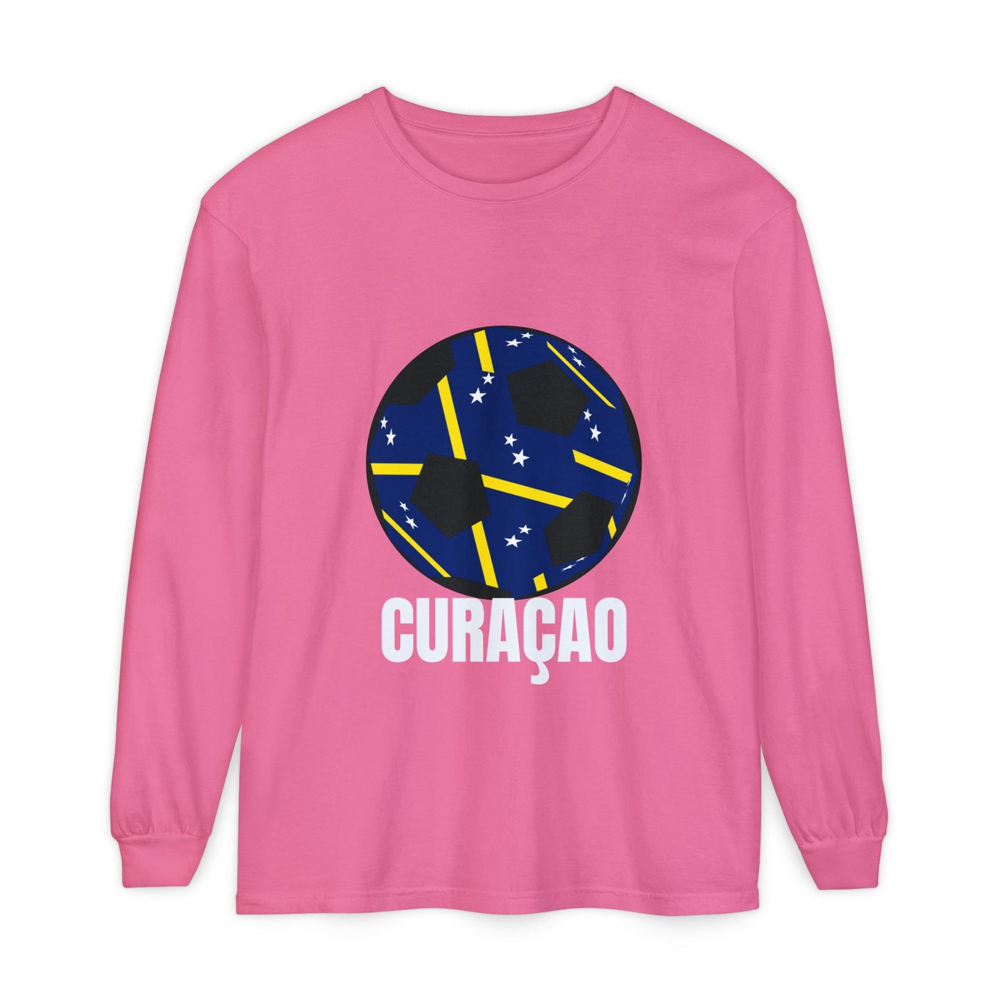 Curacao Fan Specialty Soccer Ball Design Long Sleeve Tee