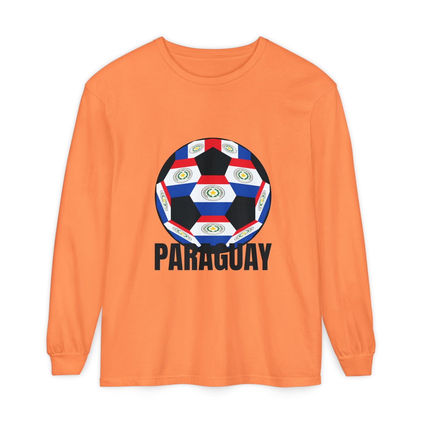 Paraguay Fan Specialty Soccer Ball Design Long Sleeve Tee