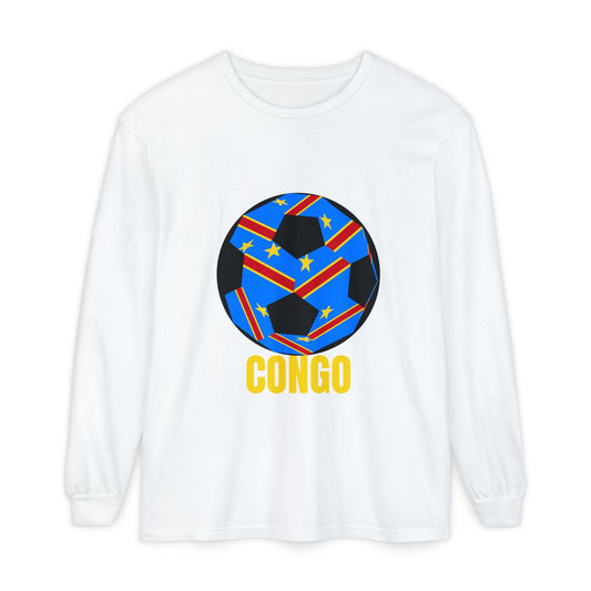 Congo Fan Specialty Soccer Ball Design T Shirt Yellow Text