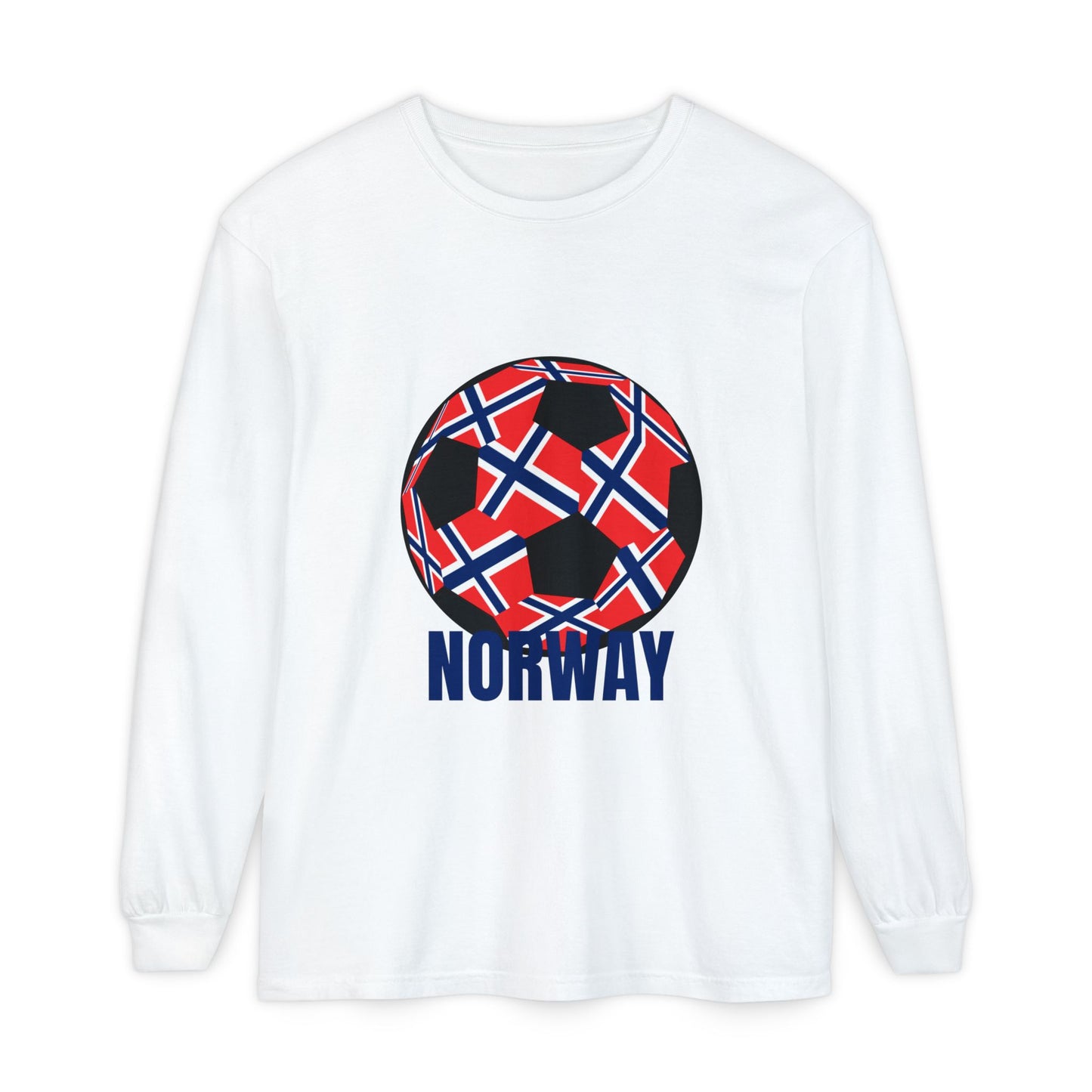 Norway Fan Specialty Soccer Ball Design T ShirtLong Sleeve Tee Blue Print