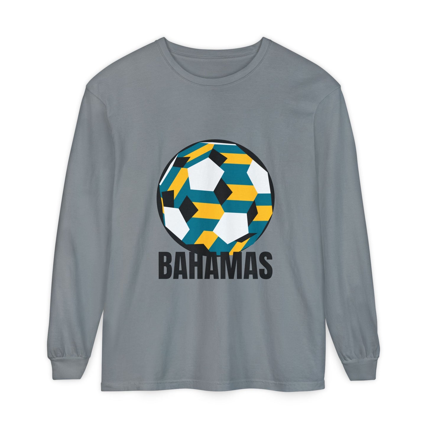 Bahamas Fan Specialty Soccer Ball Design Long Sleeve Shirt
