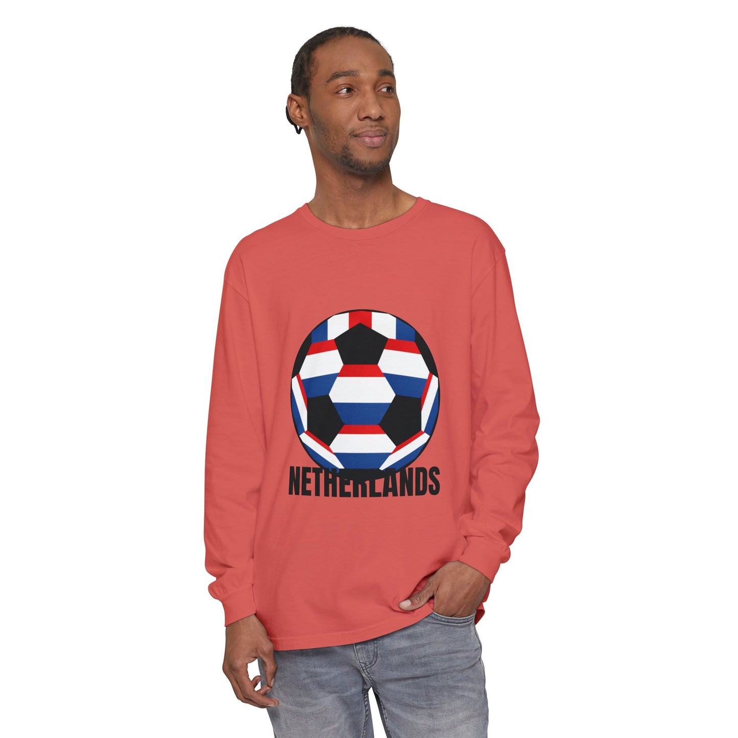 Netherlands Fan Specialty Soccer Ball Long Sleeve Tee
