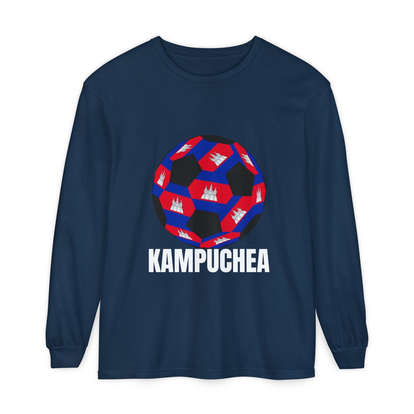 Kampuchea Fan Specialty Soccer Ball Design Long Sleeve Tee