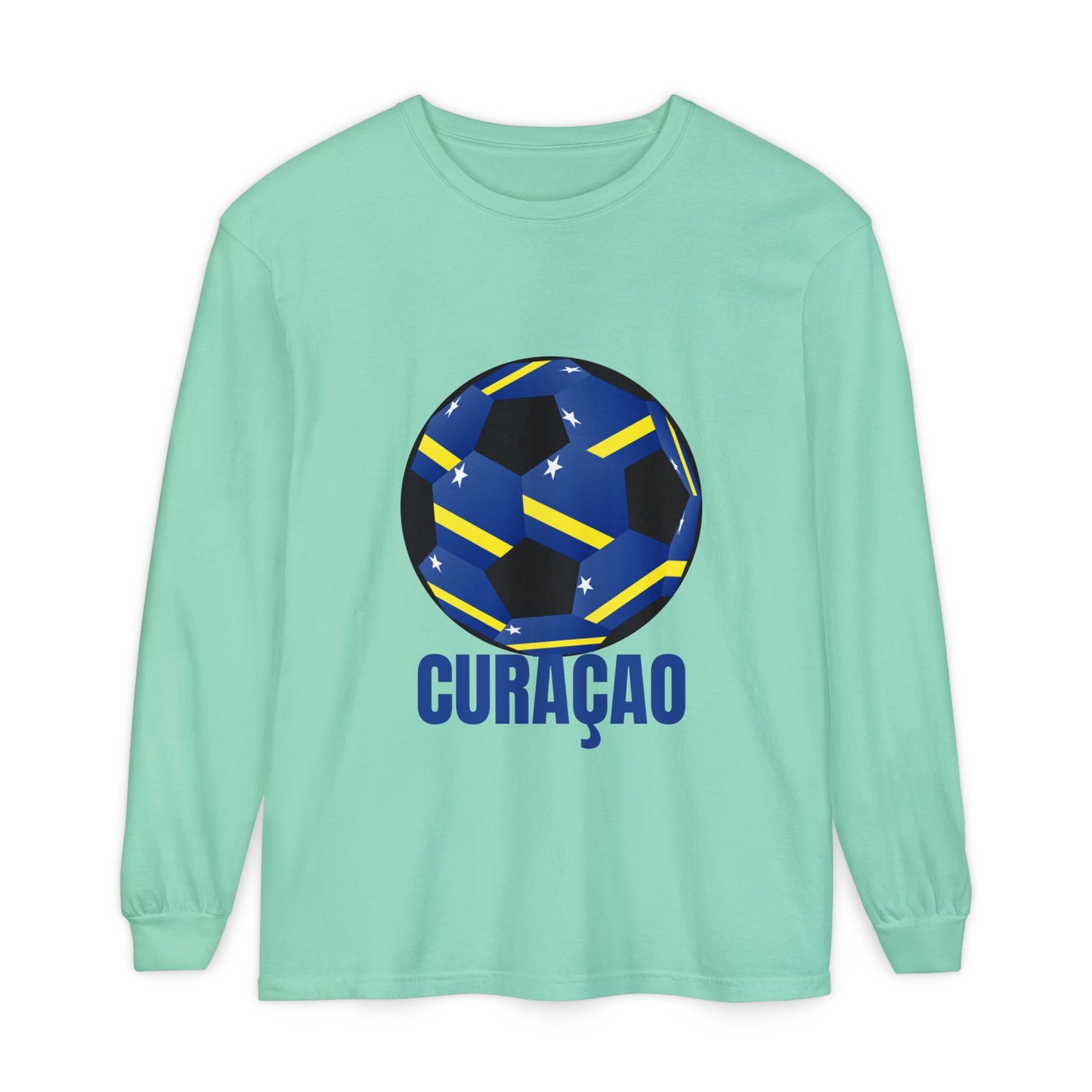 Curacao Fan Specialty Soccer Ball Design Long Sleeve Shirt