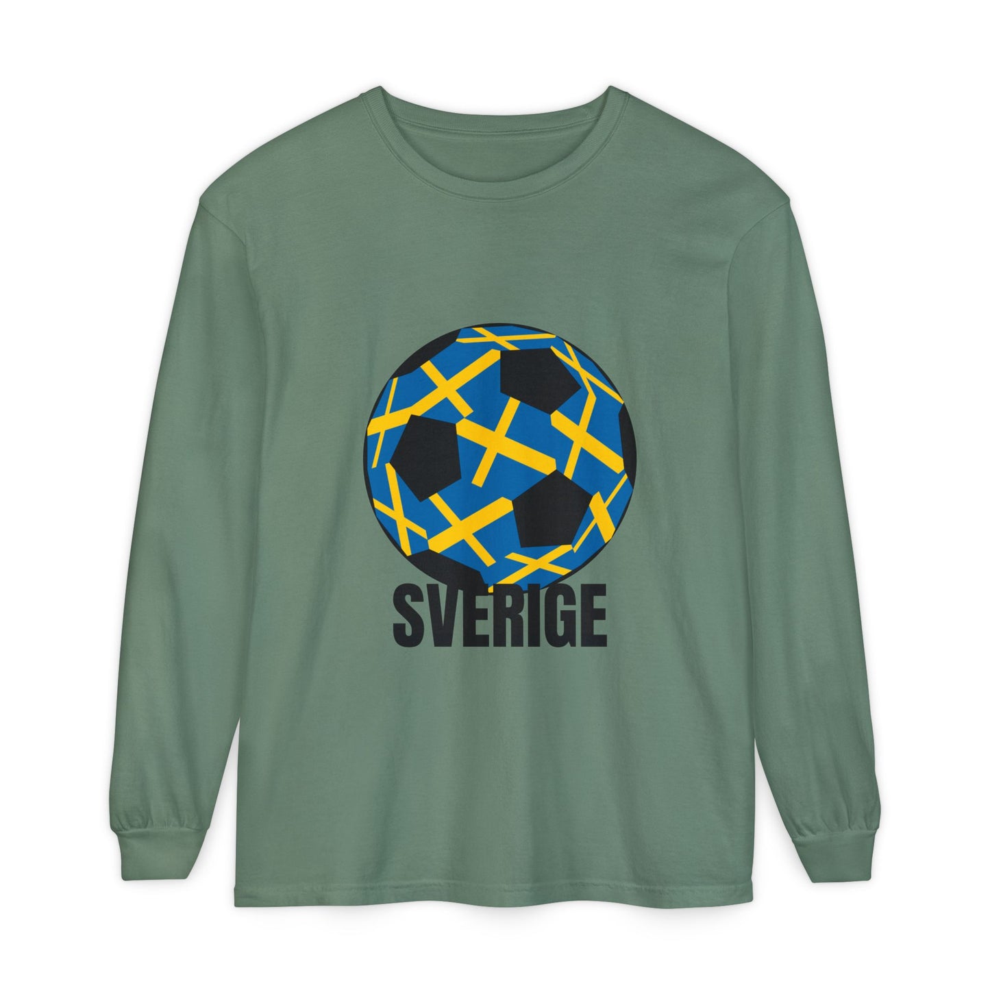 Sverige Fan Specialty Soccer Ball Design  Long Sleeve T‑Shirt Black Text