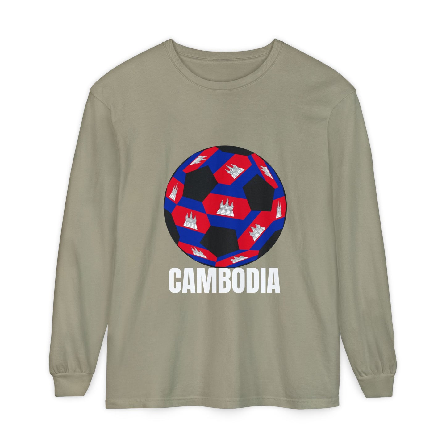 Cambodia Fan Specialty Soccer Ball Design Long Sleeve Tee