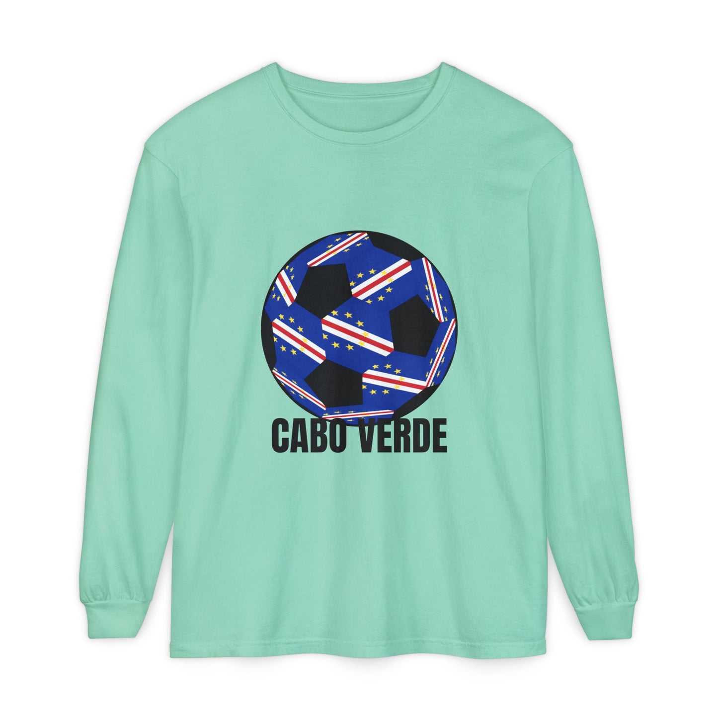 Cabo Verde Fan Specialty Soccer Ball Design Long Sleeve T-Shirt