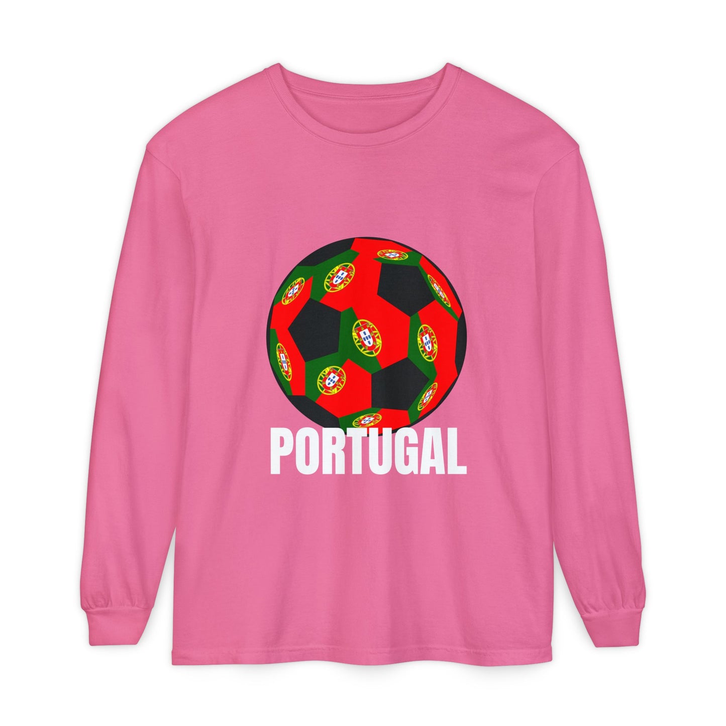Portugal Fan Specialty Soccer Ball Design Long Sleeve Tee