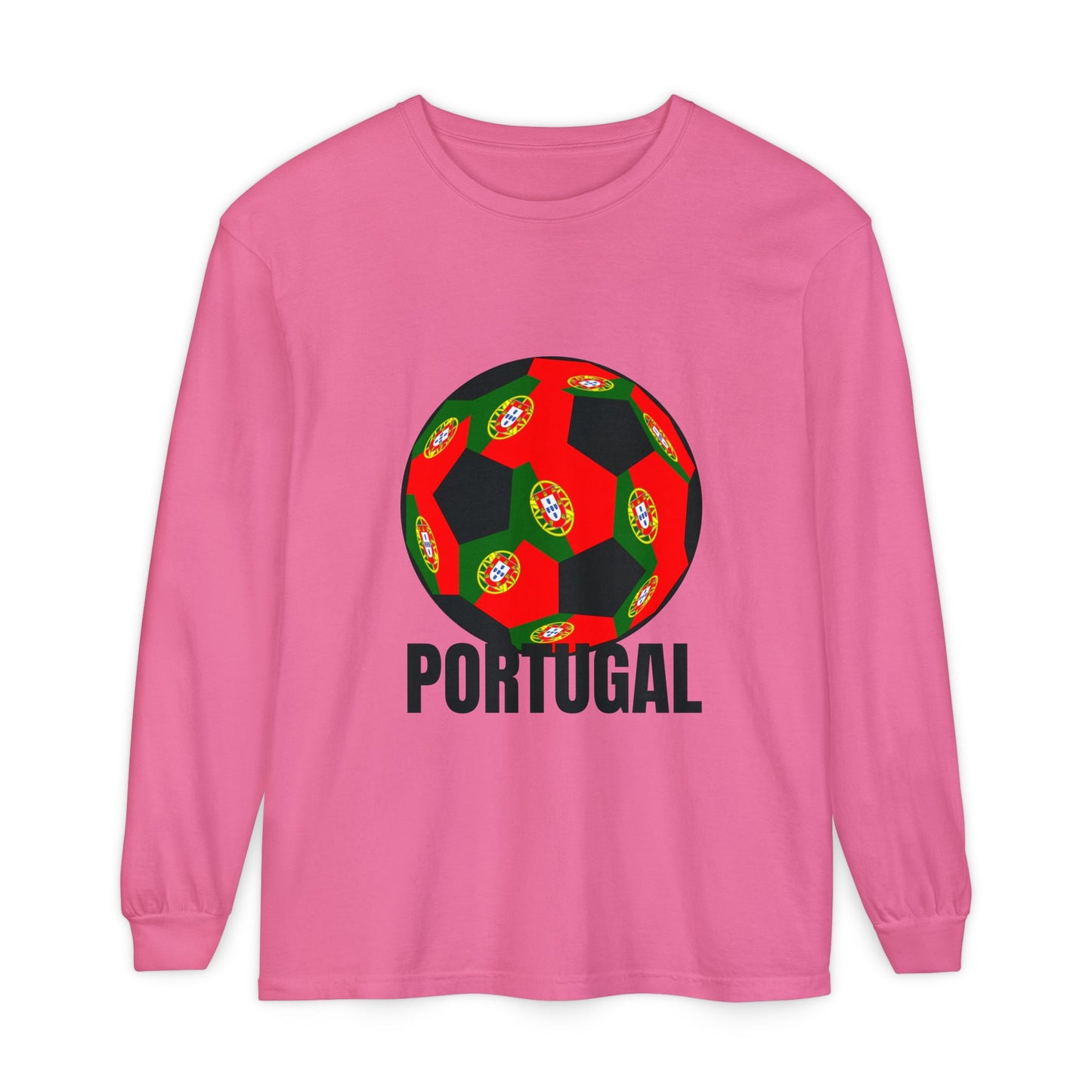 Portugal Fan Specialty Soccer Ball Design Long Sleeve Tee