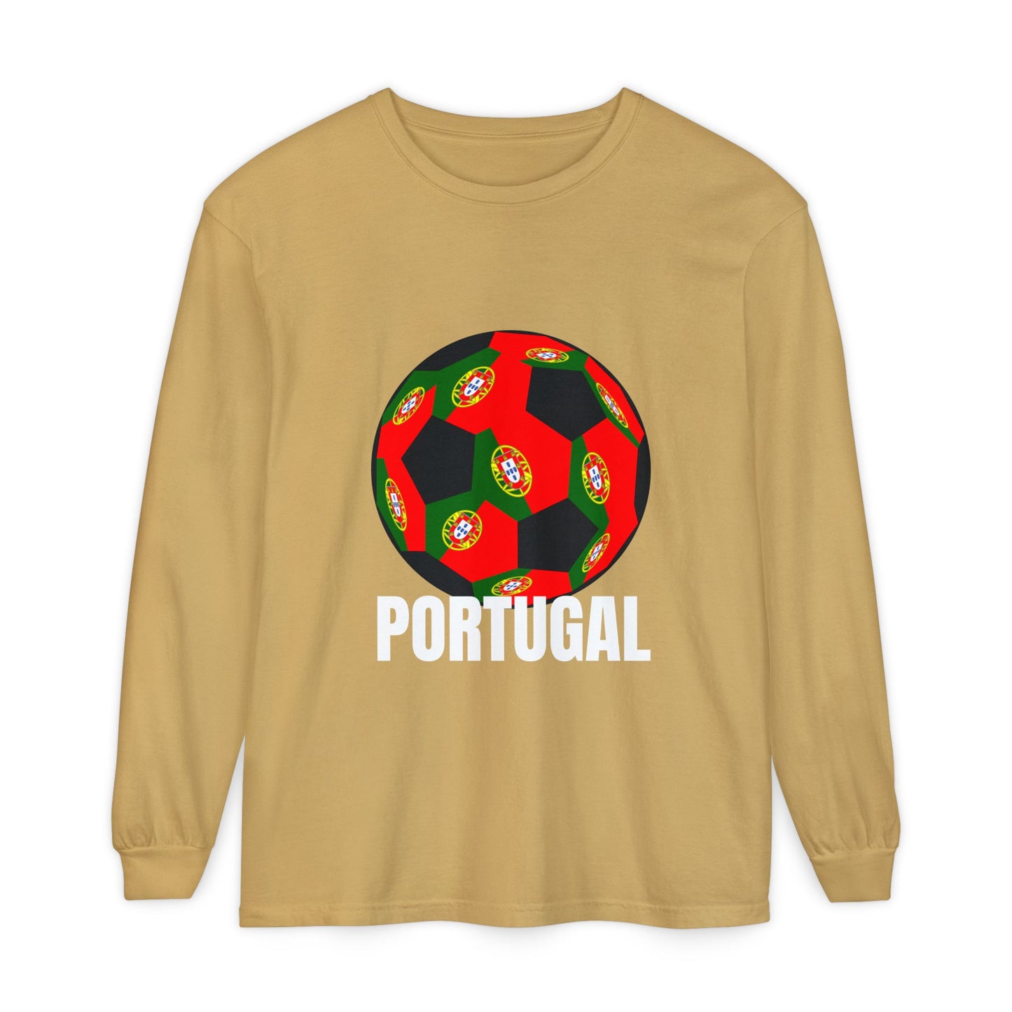Portugal Fan Specialty Soccer Ball Design Long Sleeve Tee