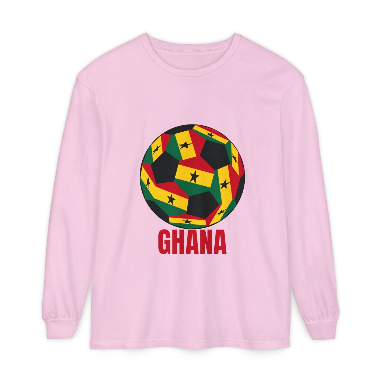 Ghana Fan Specialty Soccer Ball Design Long Sleeve Tee